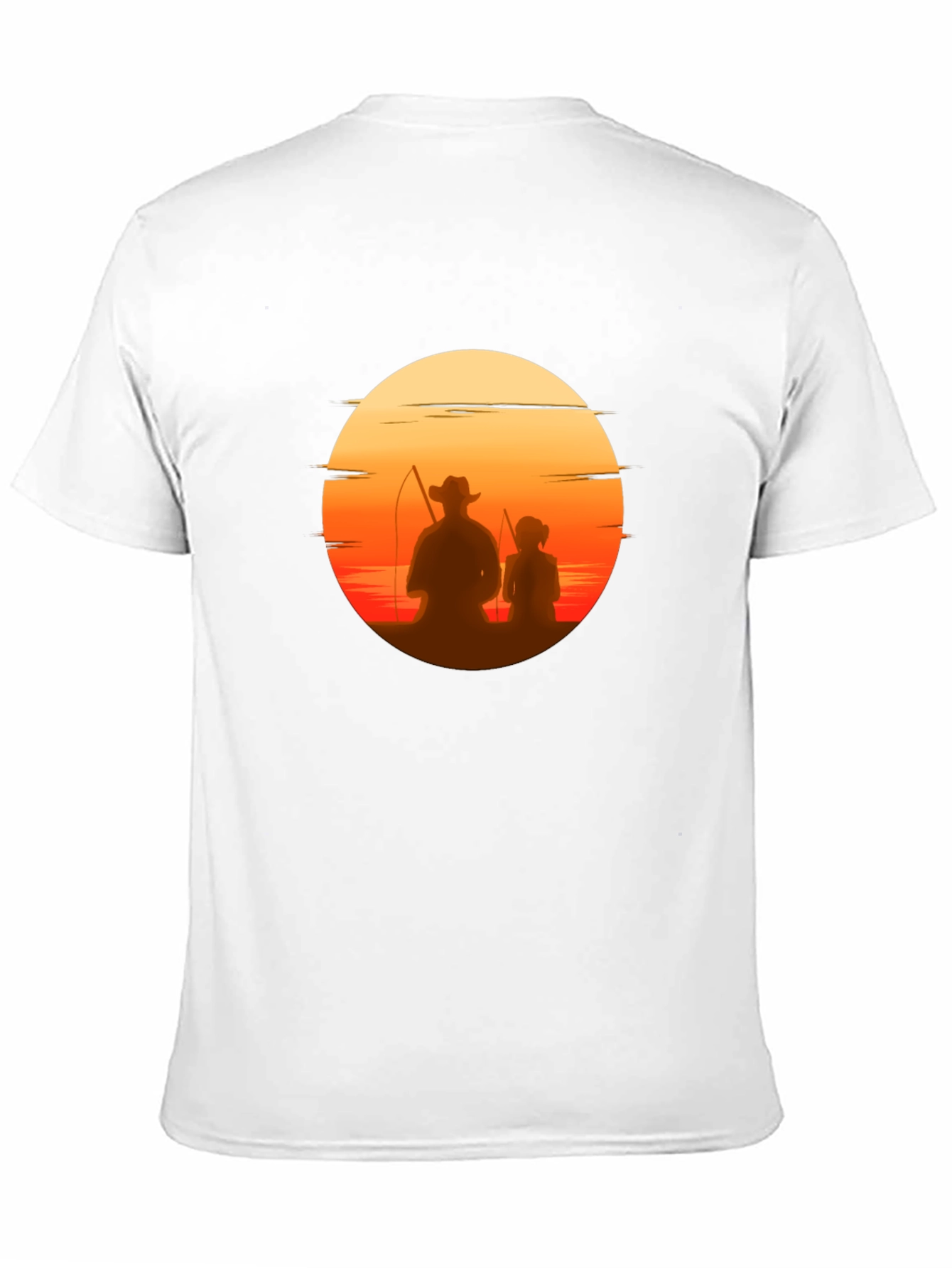 Sunset Fishing T-Shirt: Dad & Daughter Silhouette Tee