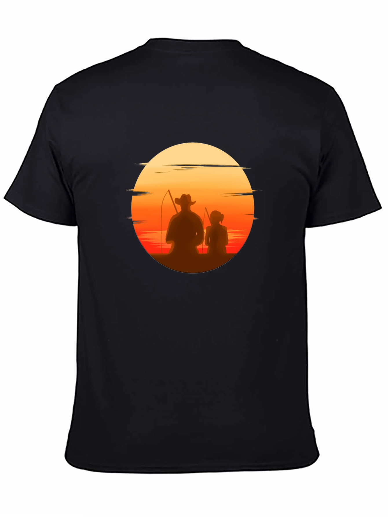 Sunset Fishing T-Shirt: Dad & Daughter Silhouette Tee
