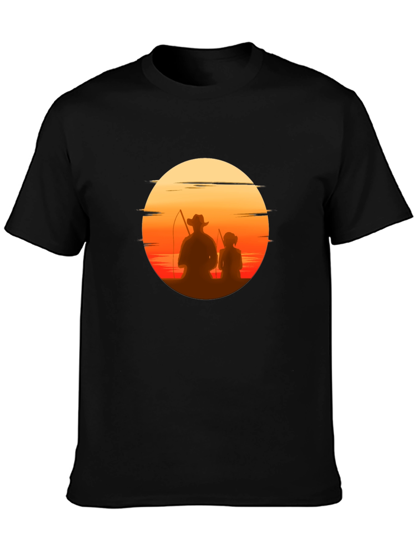 Sunset Fishing T-Shirt: Dad & Daughter Silhouette Tee