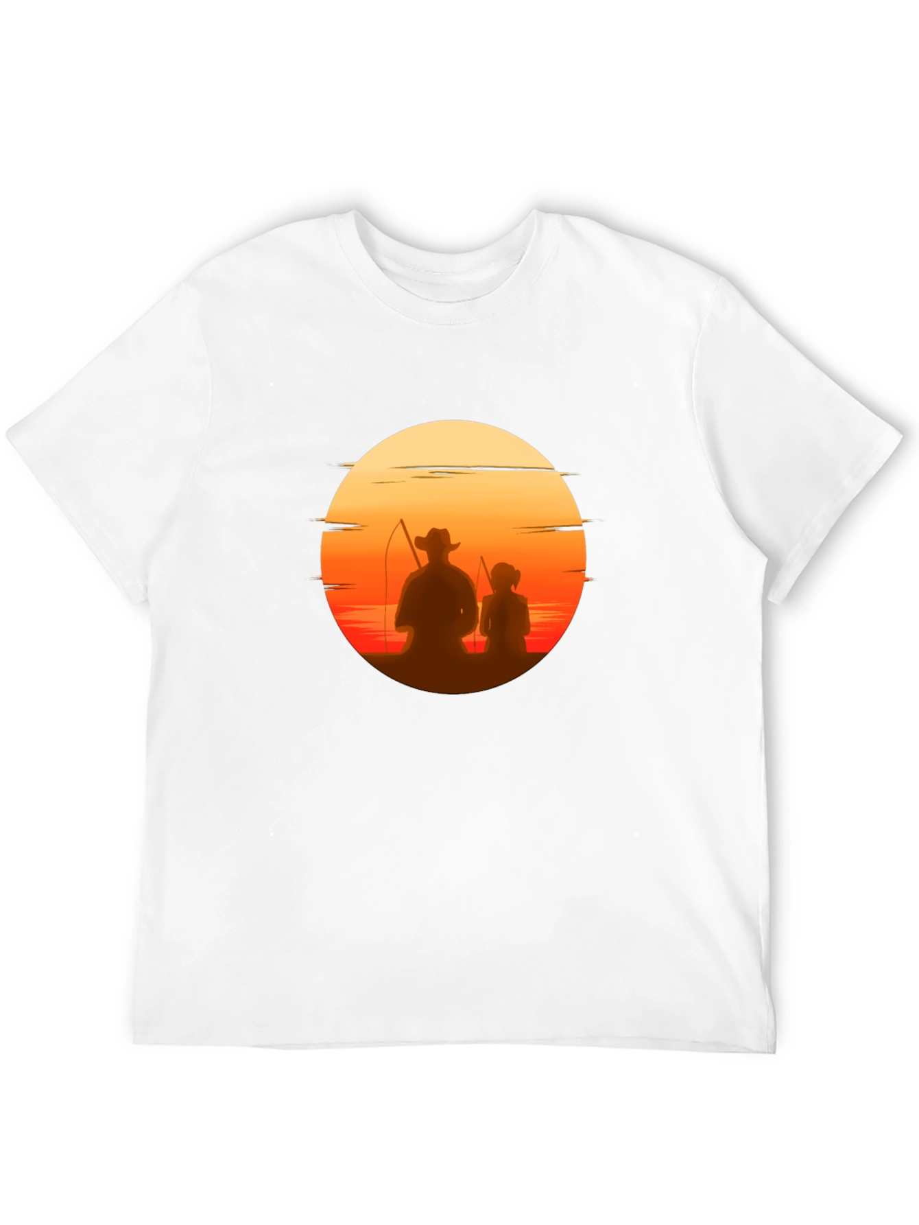 Sunset Fishing T-Shirt: Dad & Daughter Silhouette Tee
