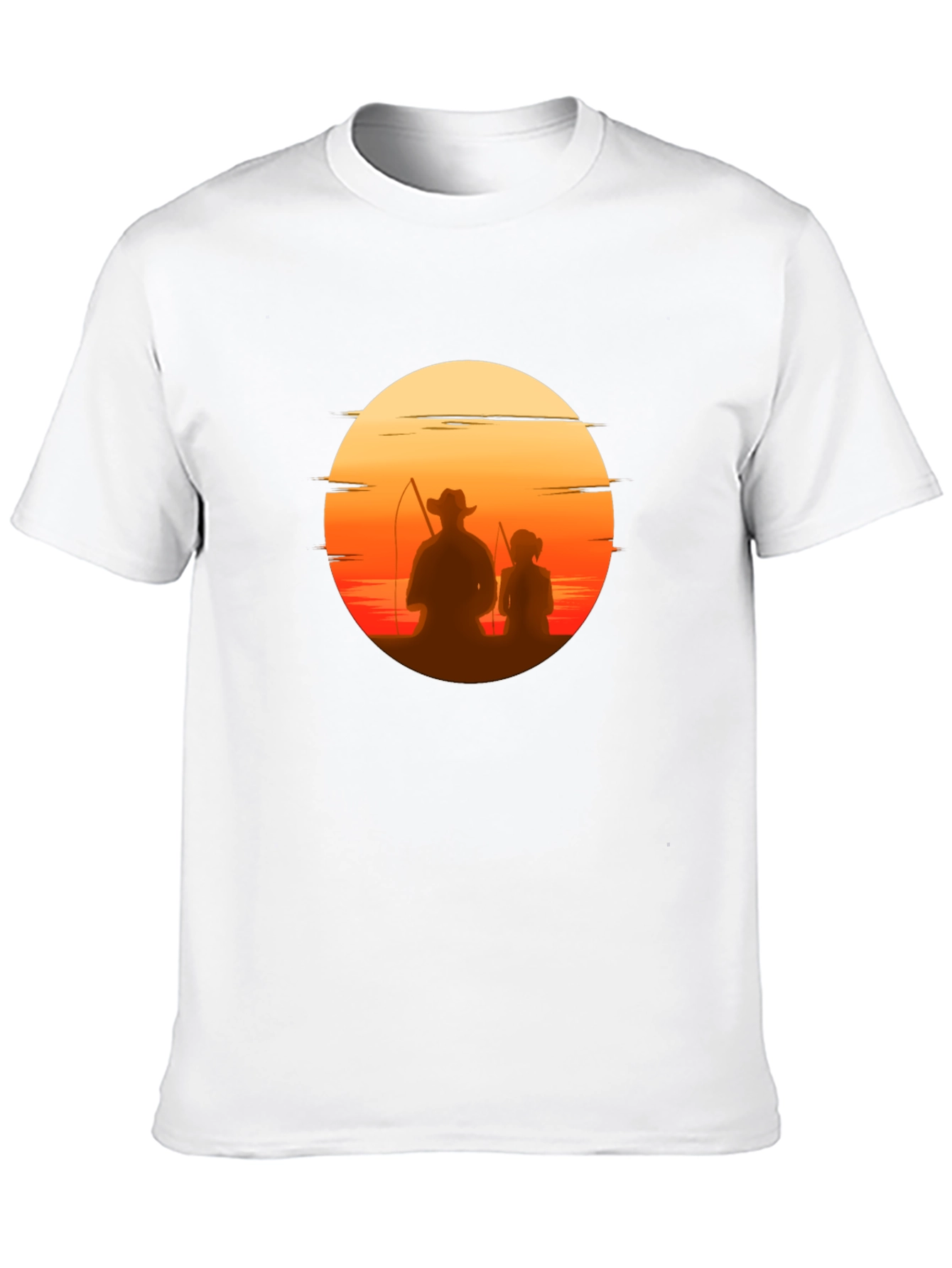 Sunset Fishing T-Shirt: Dad & Daughter Silhouette Tee