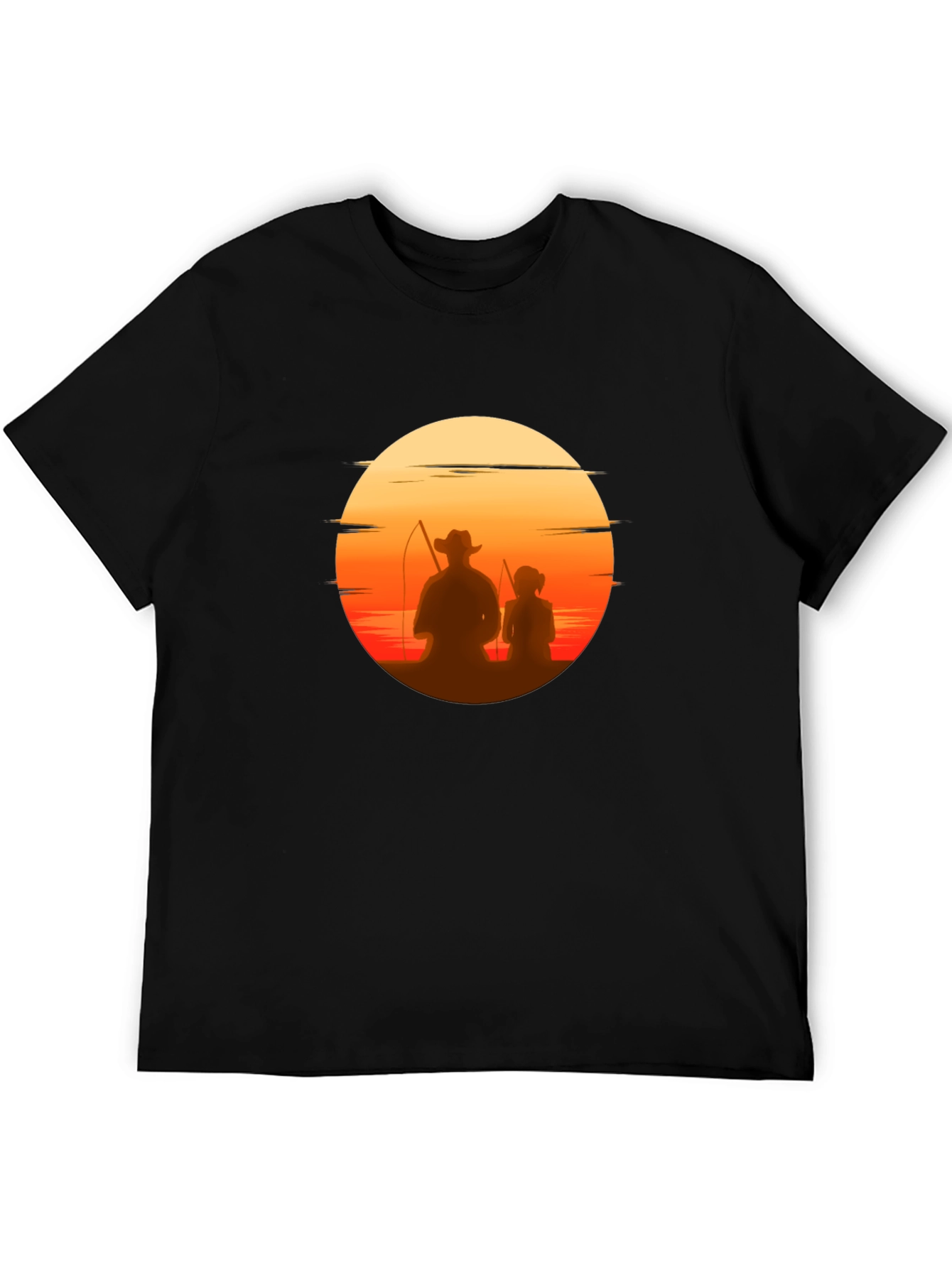 Sunset Fishing T-Shirt: Dad & Daughter Silhouette Tee