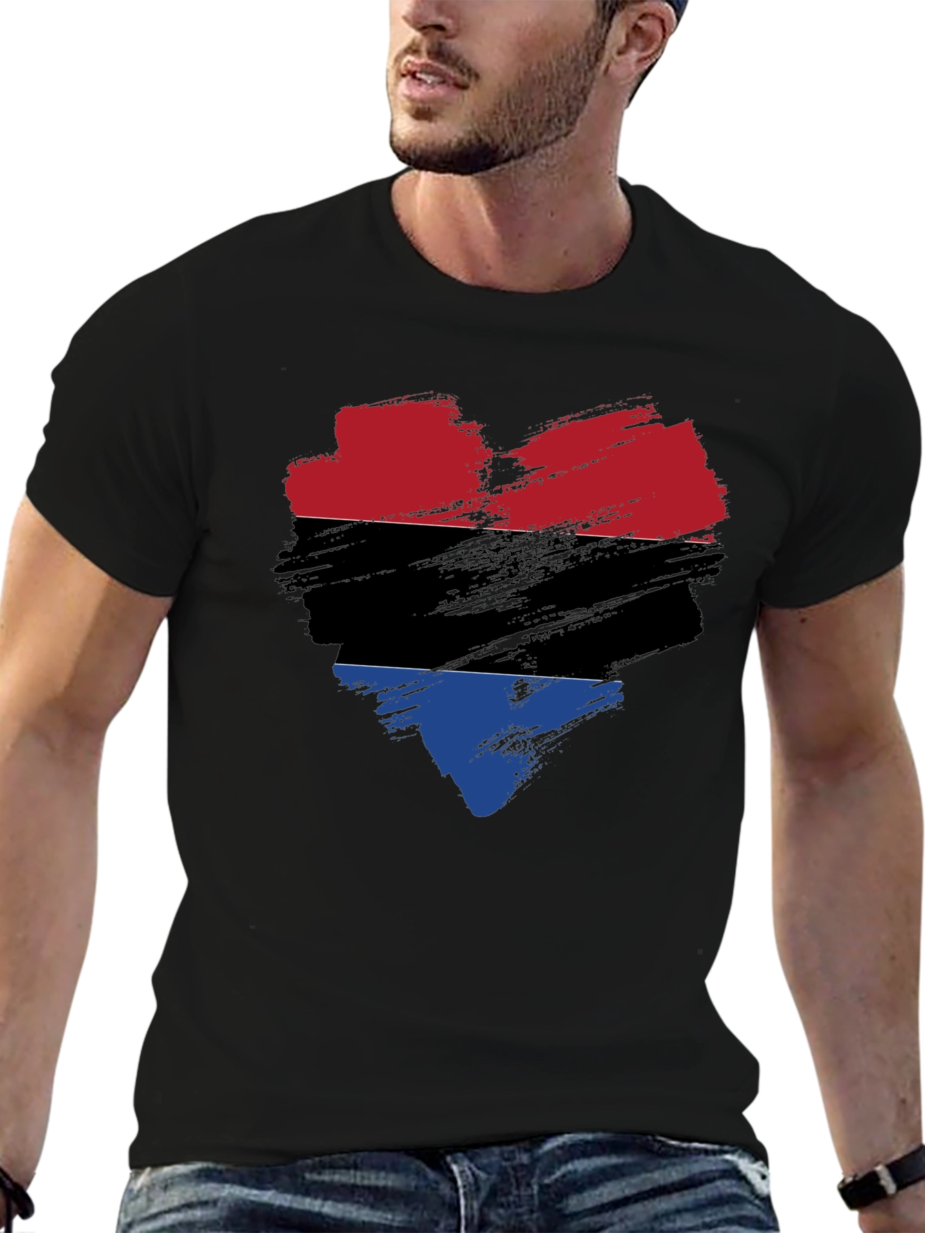 Heart Flag T-Shirt - Red Black Blue