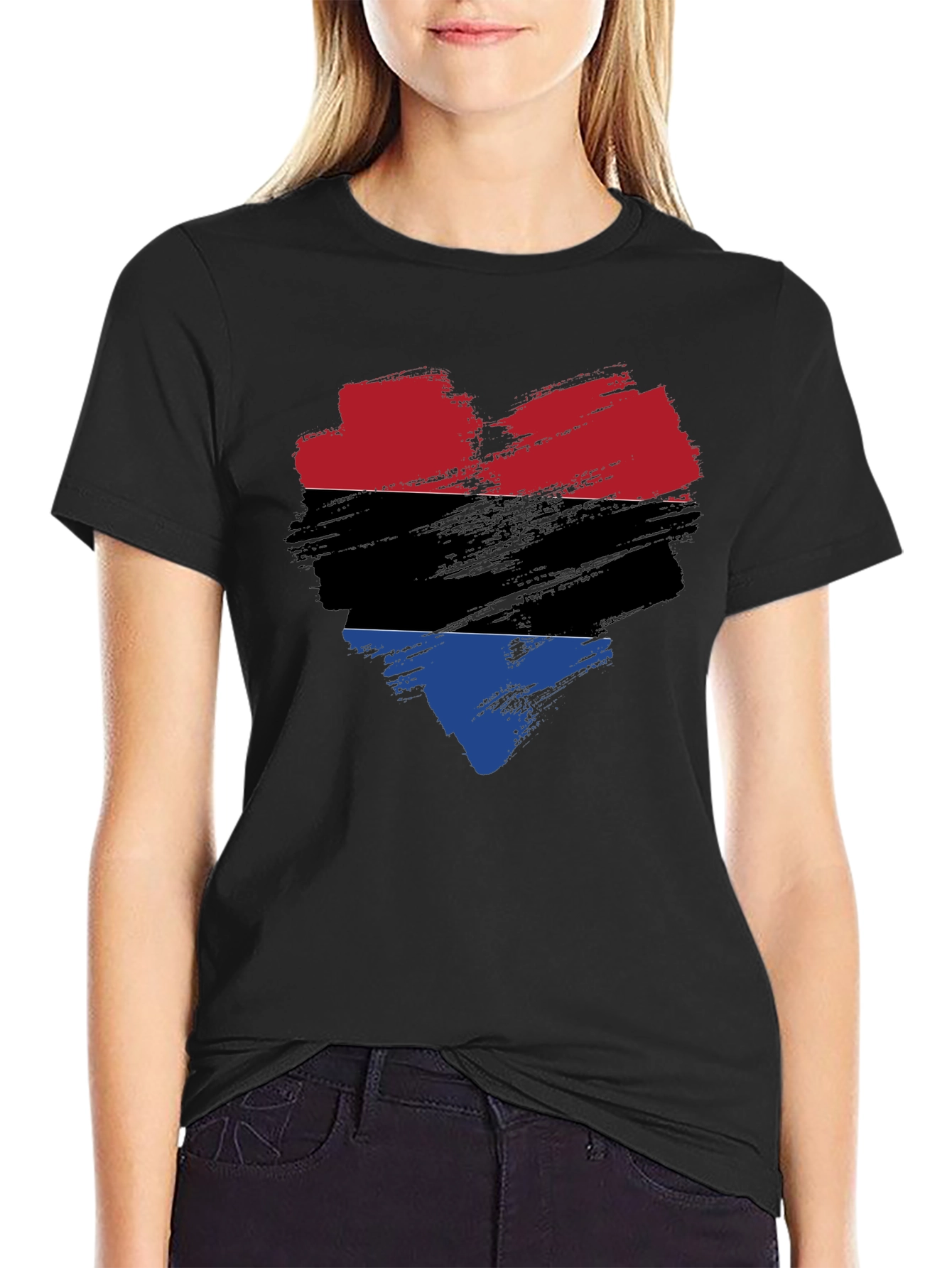 Heart Flag T-Shirt - Red Black Blue
