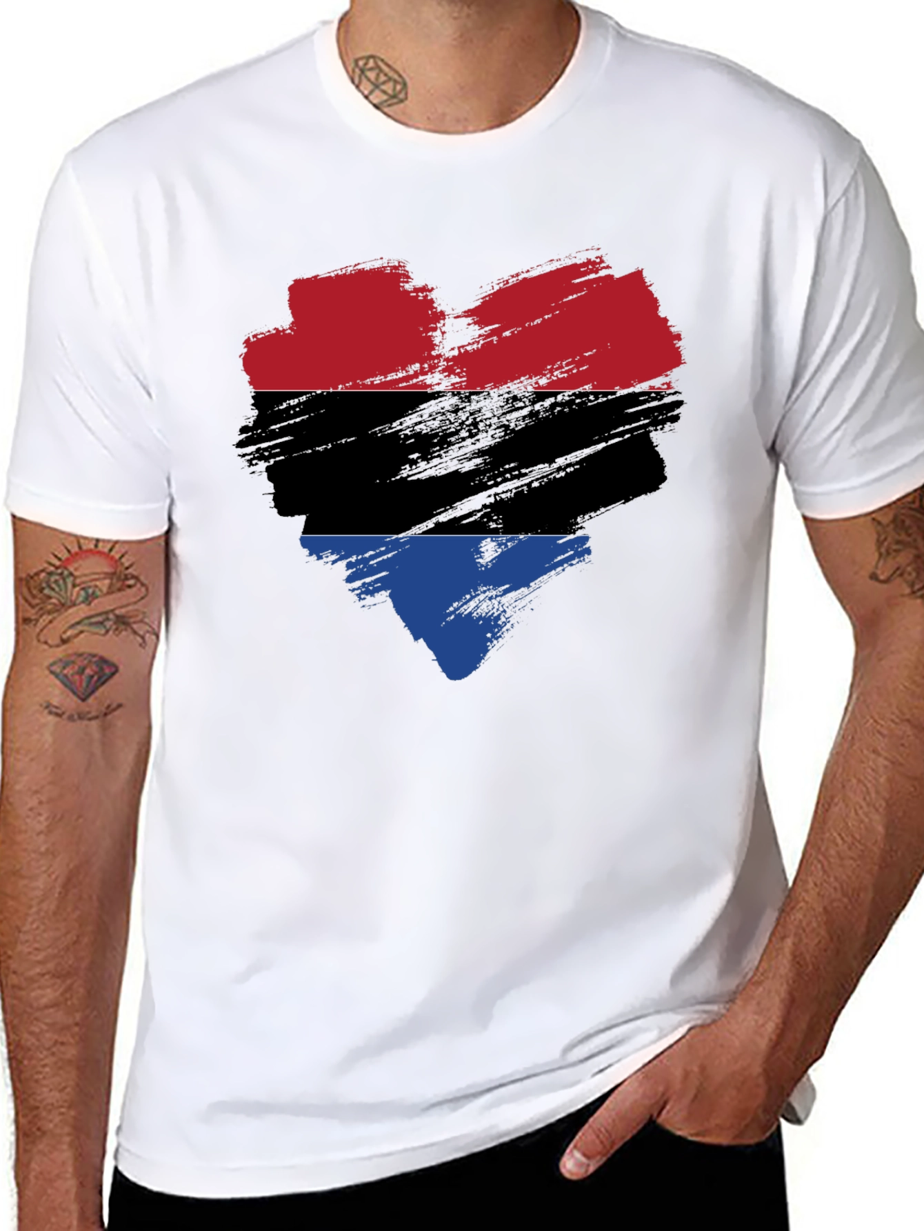 Heart Flag T-Shirt - Red Black Blue