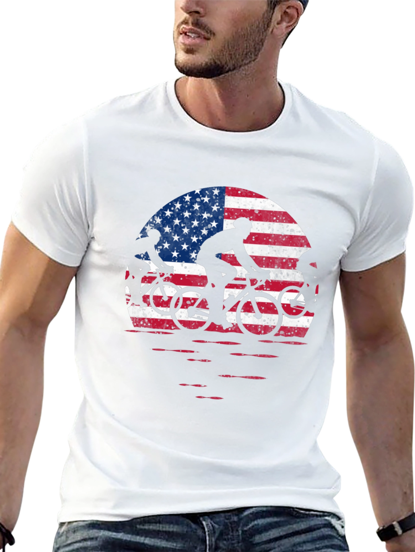 American Flag Cycling T-Shirt
