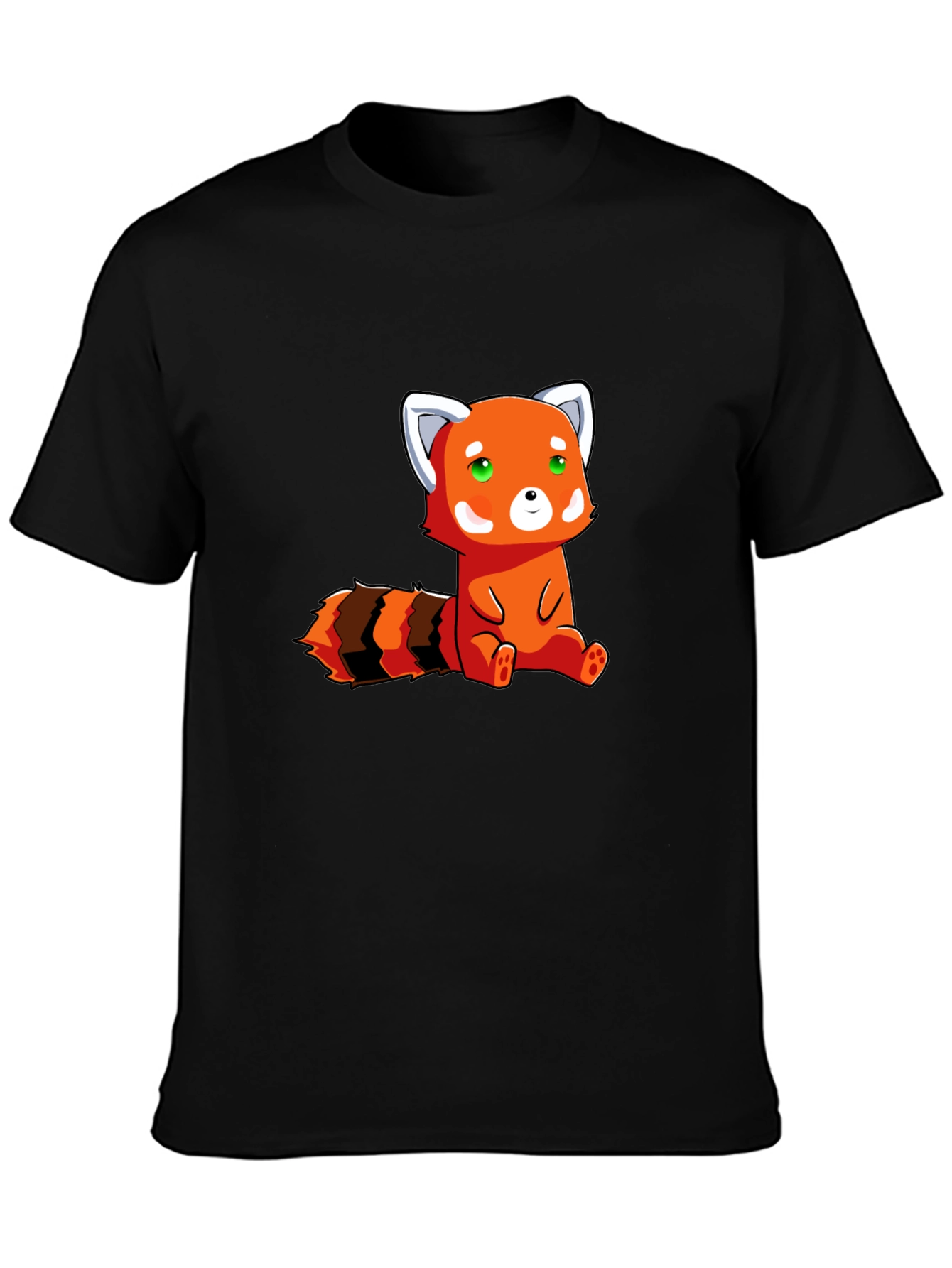 Cute Red Panda Graphic Tee - Black Cotton T-Shirt