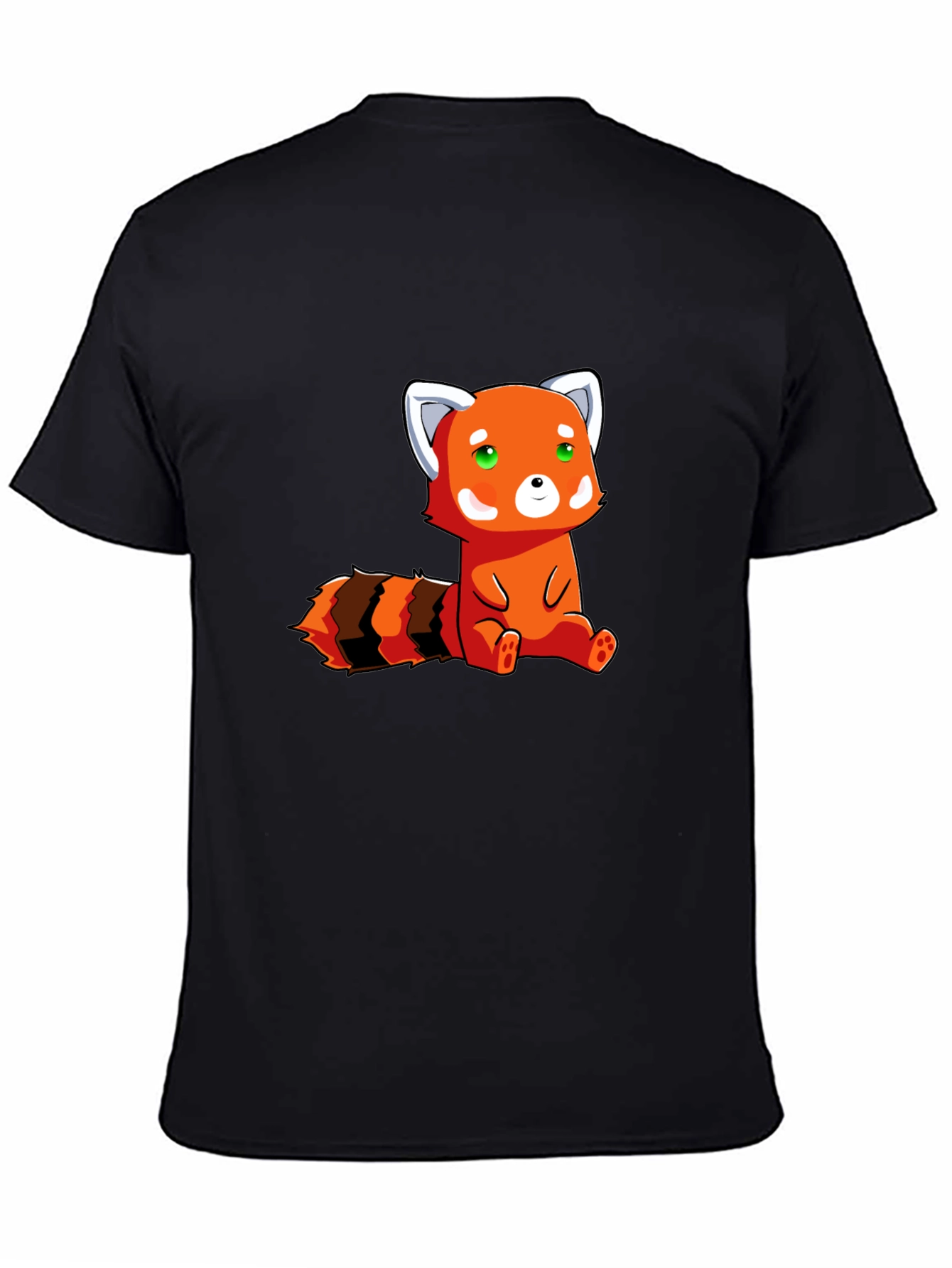 Cute Red Panda Graphic Tee - Black Cotton T-Shirt