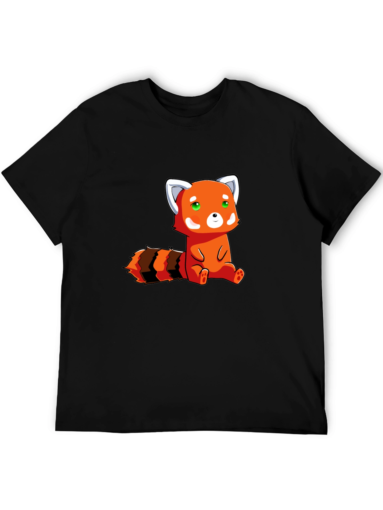 Cute Red Panda Graphic Tee - Black Cotton T-Shirt