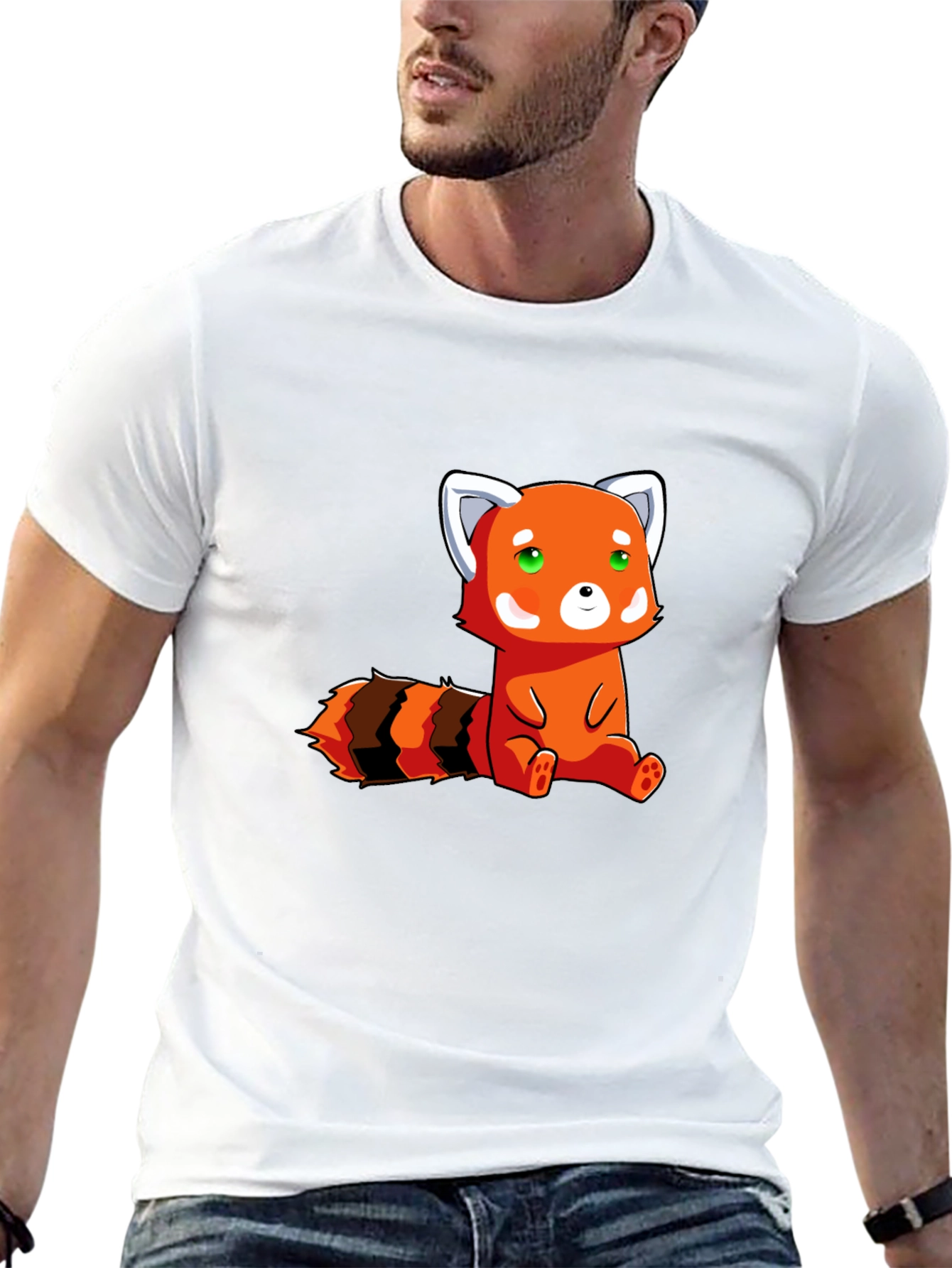 Cute Red Panda Graphic Tee - Black Cotton T-Shirt