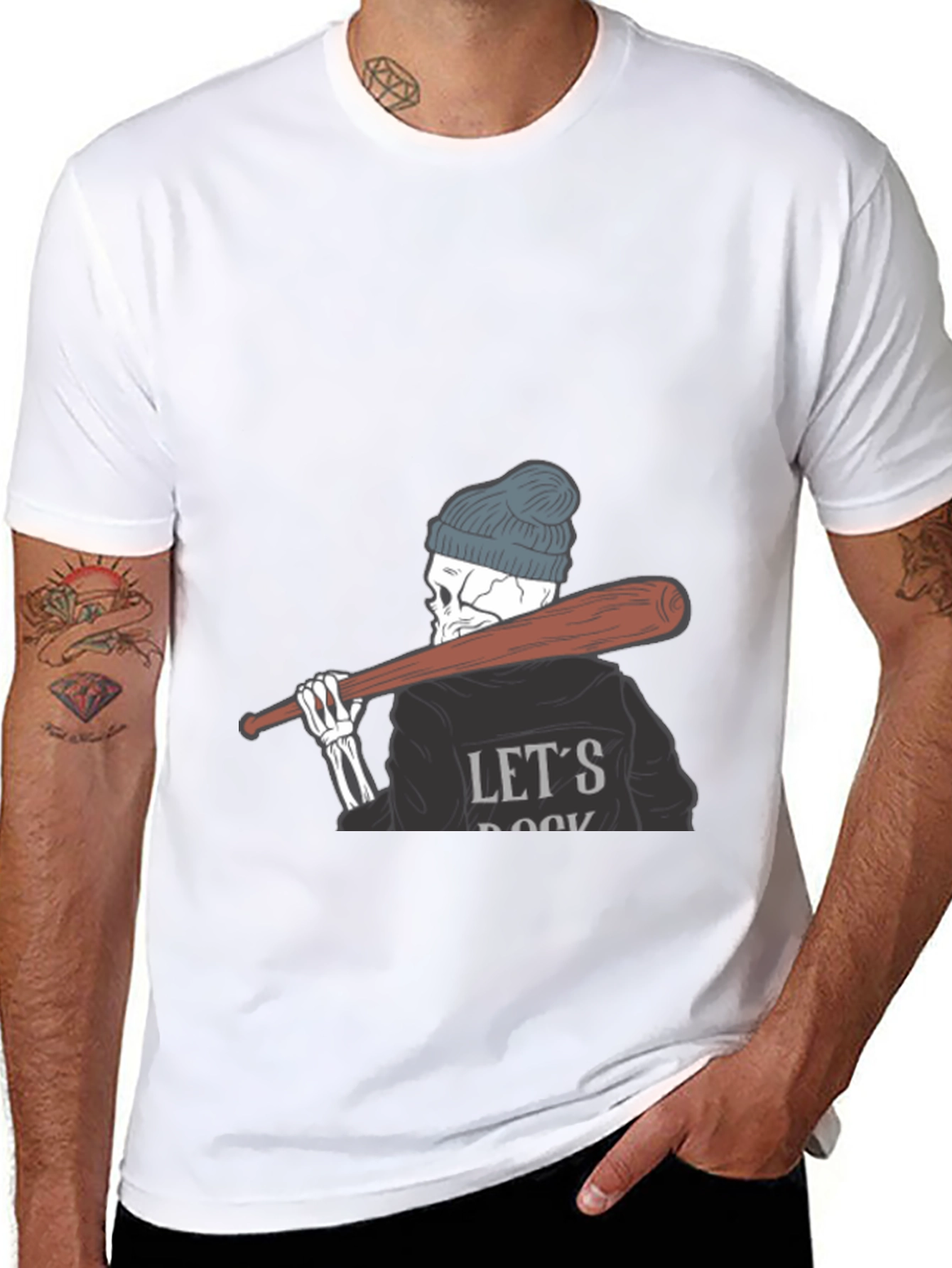 Lets Rock Skeleton Tee - Mens Graphic T-Shirt