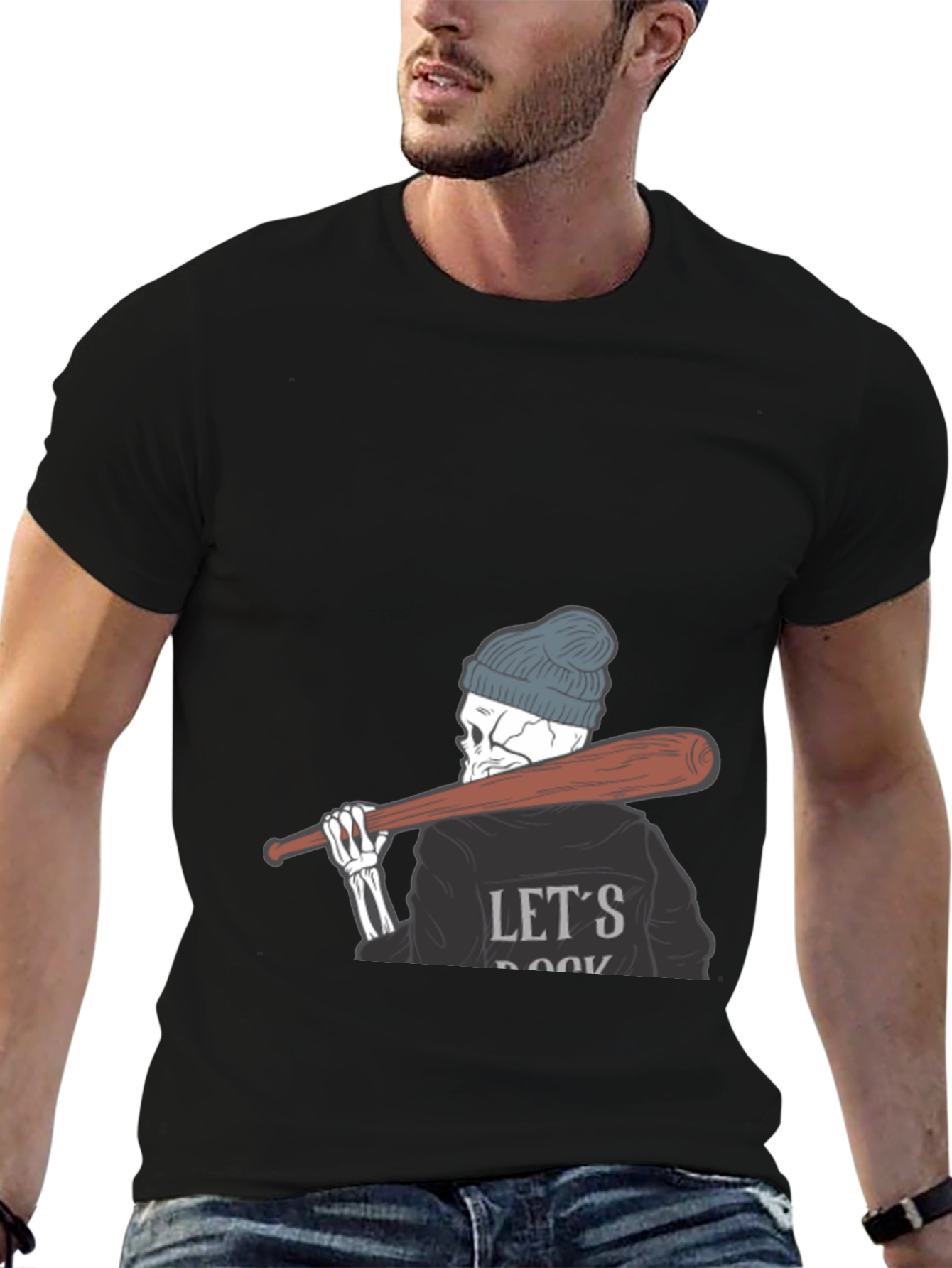 Lets Rock Skeleton Tee - Mens Graphic T-Shirt