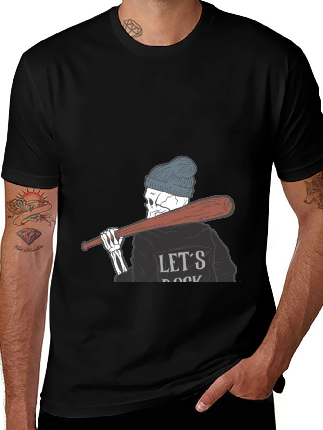 Lets Rock Skeleton Tee - Mens Graphic T-Shirt
