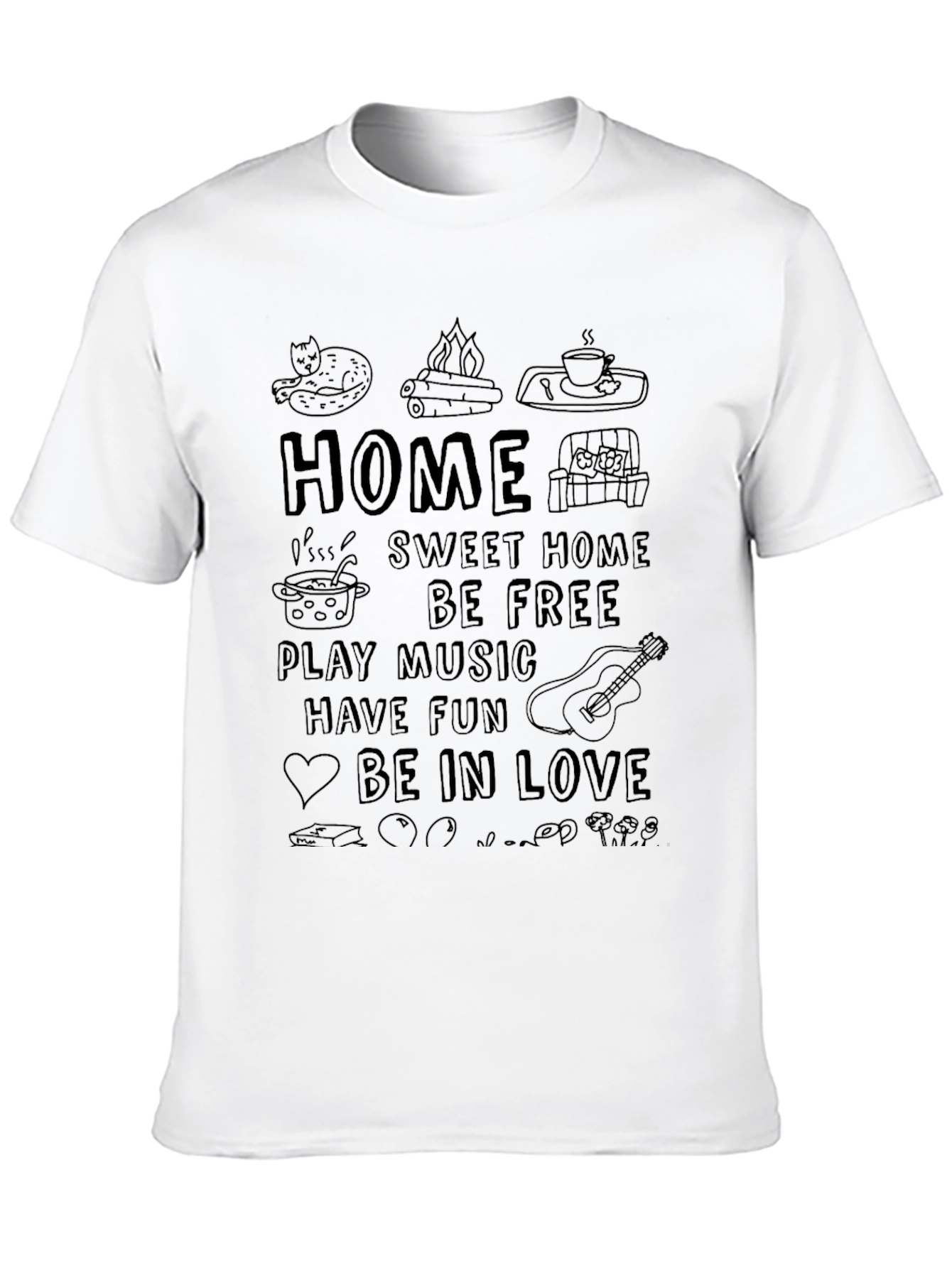 Cozy Home Vibes Black Graphic T-Shirt