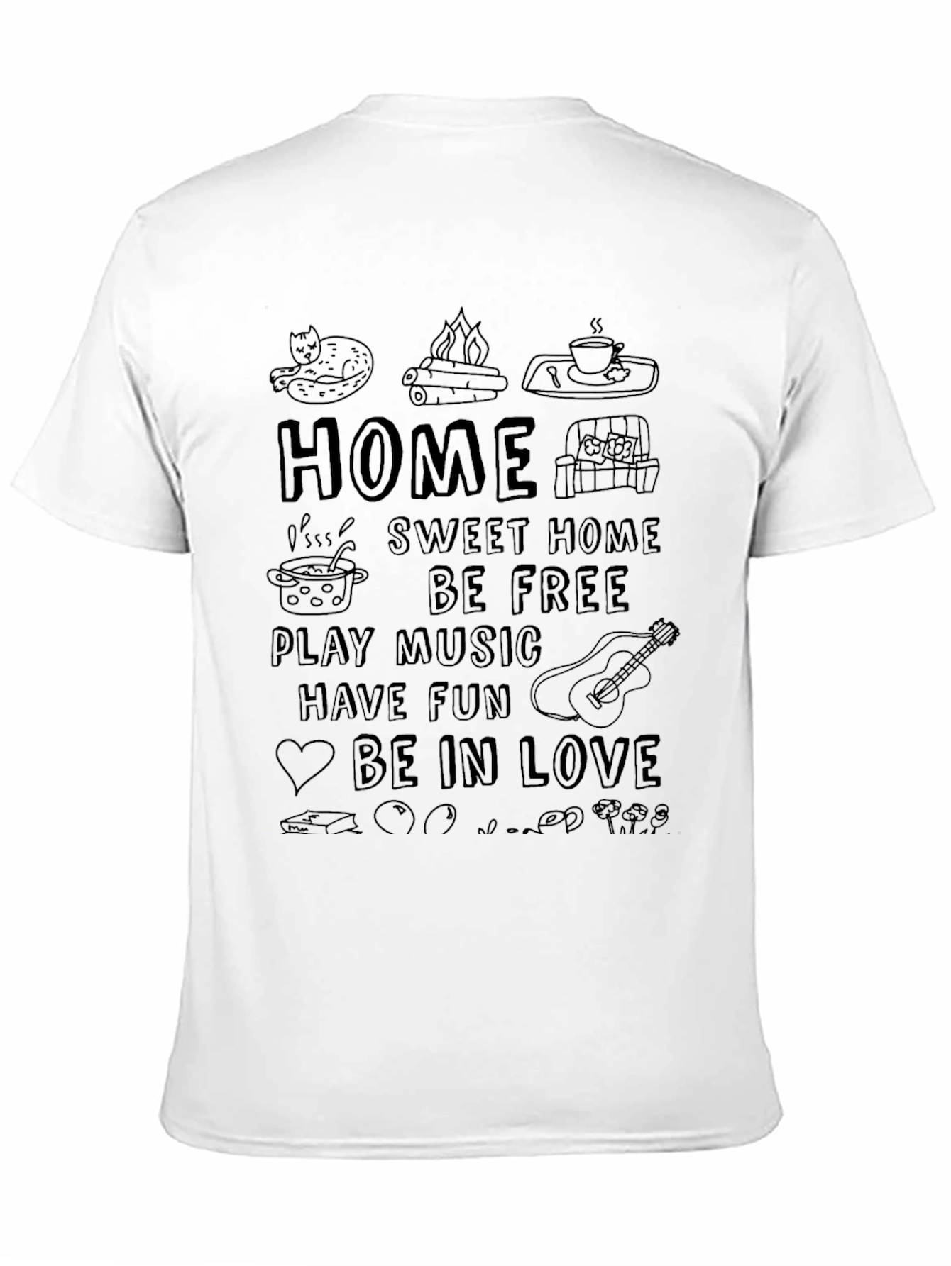 Cozy Home Vibes Black Graphic T-Shirt
