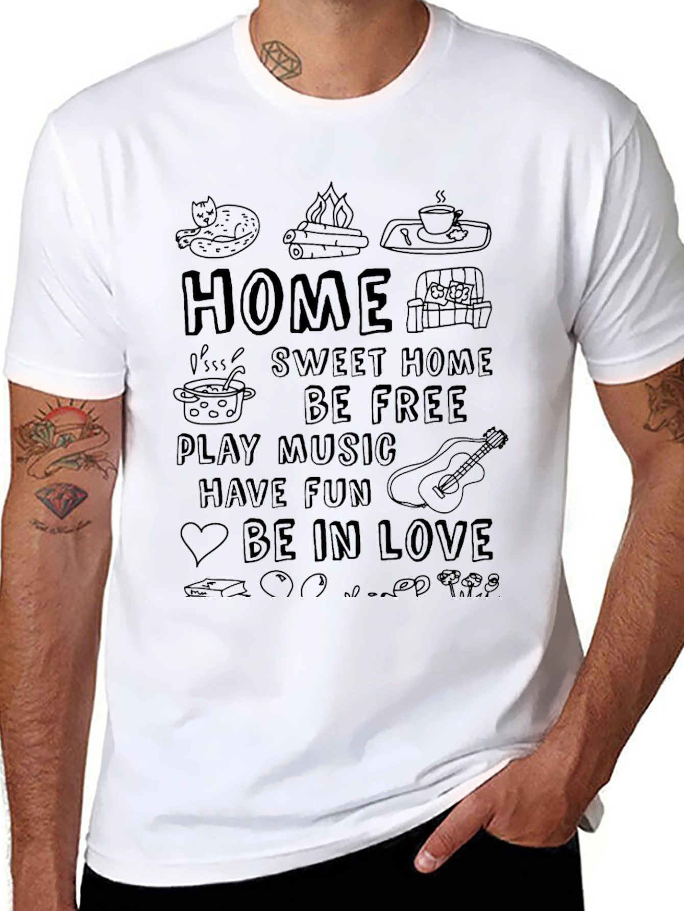 Cozy Home Vibes Black Graphic T-Shirt