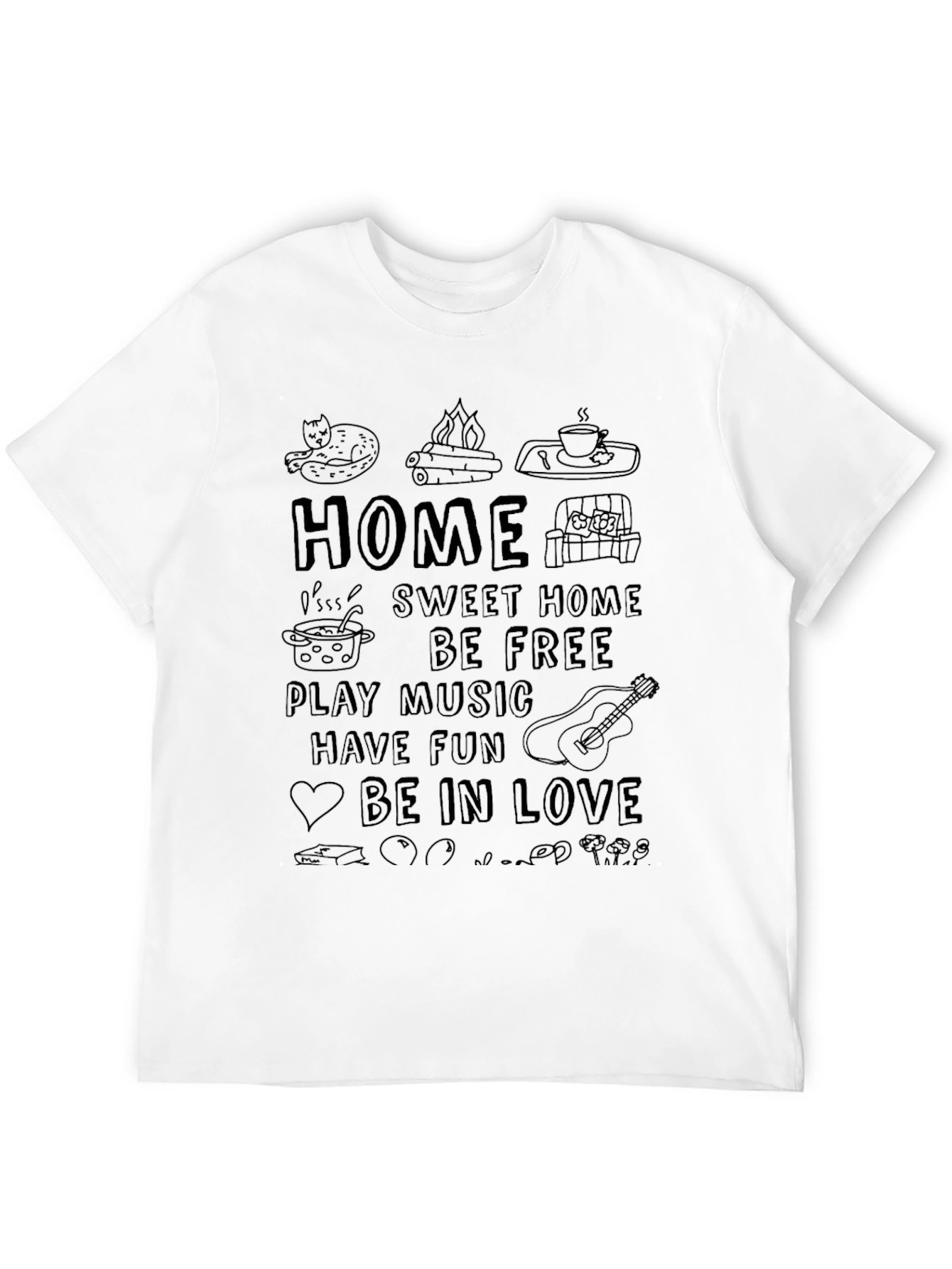 Cozy Home Vibes Black Graphic T-Shirt