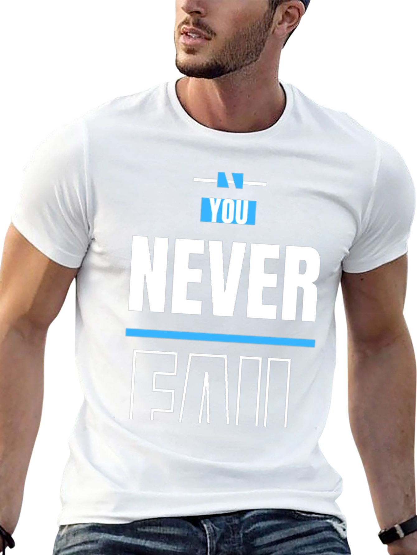 You Never Fail Graphic Print T-Shirt - Black