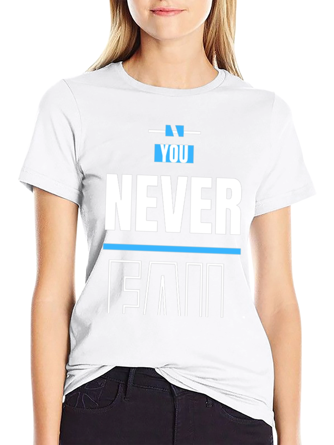 You Never Fail Graphic Print T-Shirt - Black