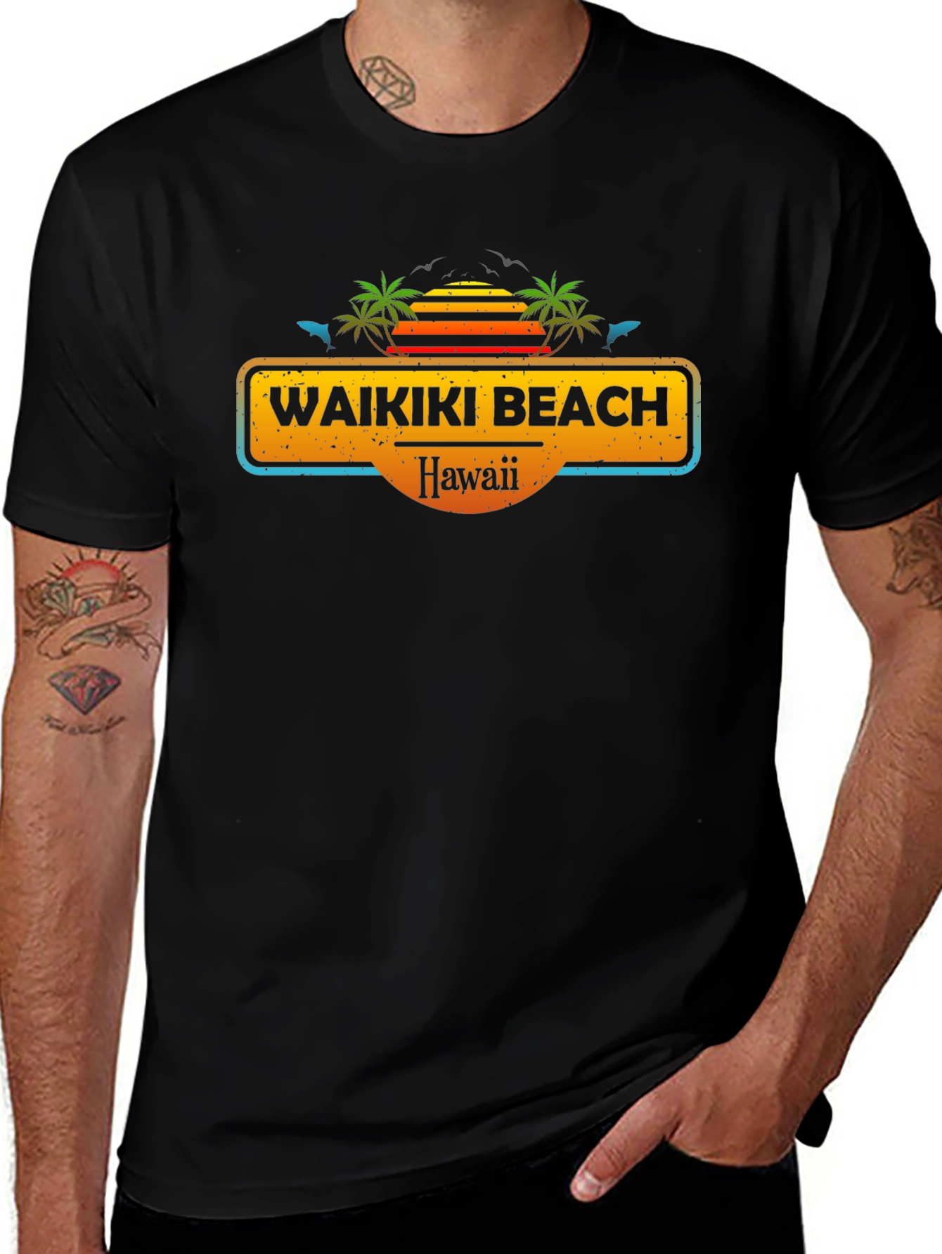 Waikiki Beach Hawaii Graphic T-Shirt
