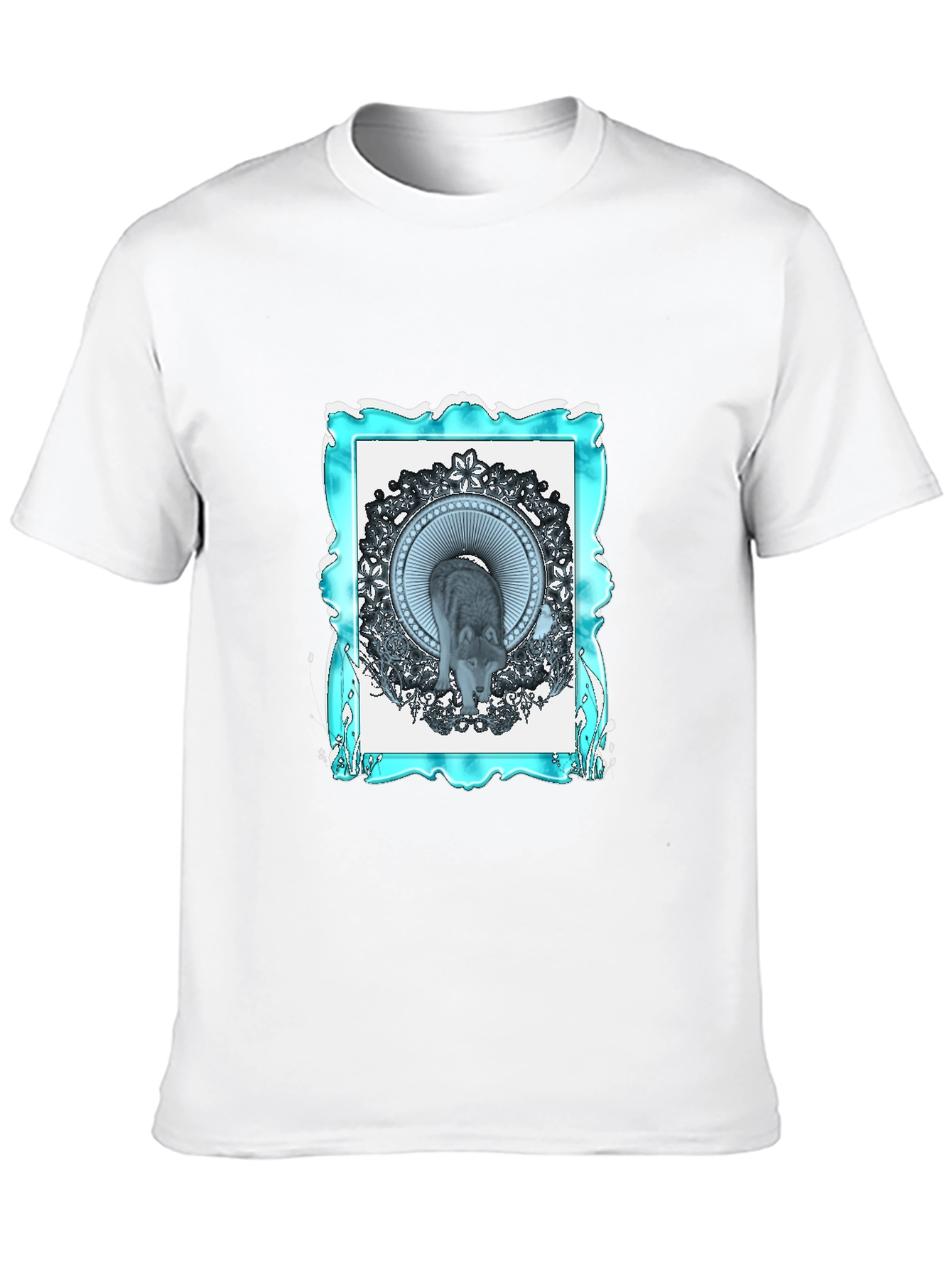 Wolf Mandala Graphic Black T-Shirt