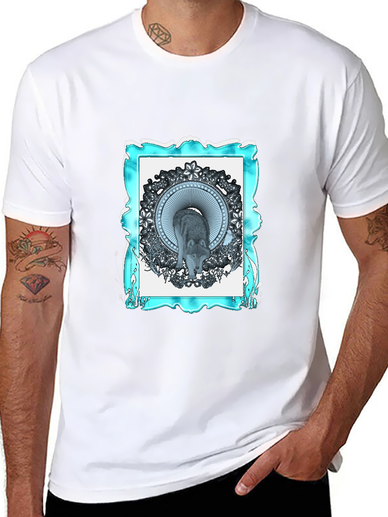Wolf Mandala Graphic Black T-Shirt