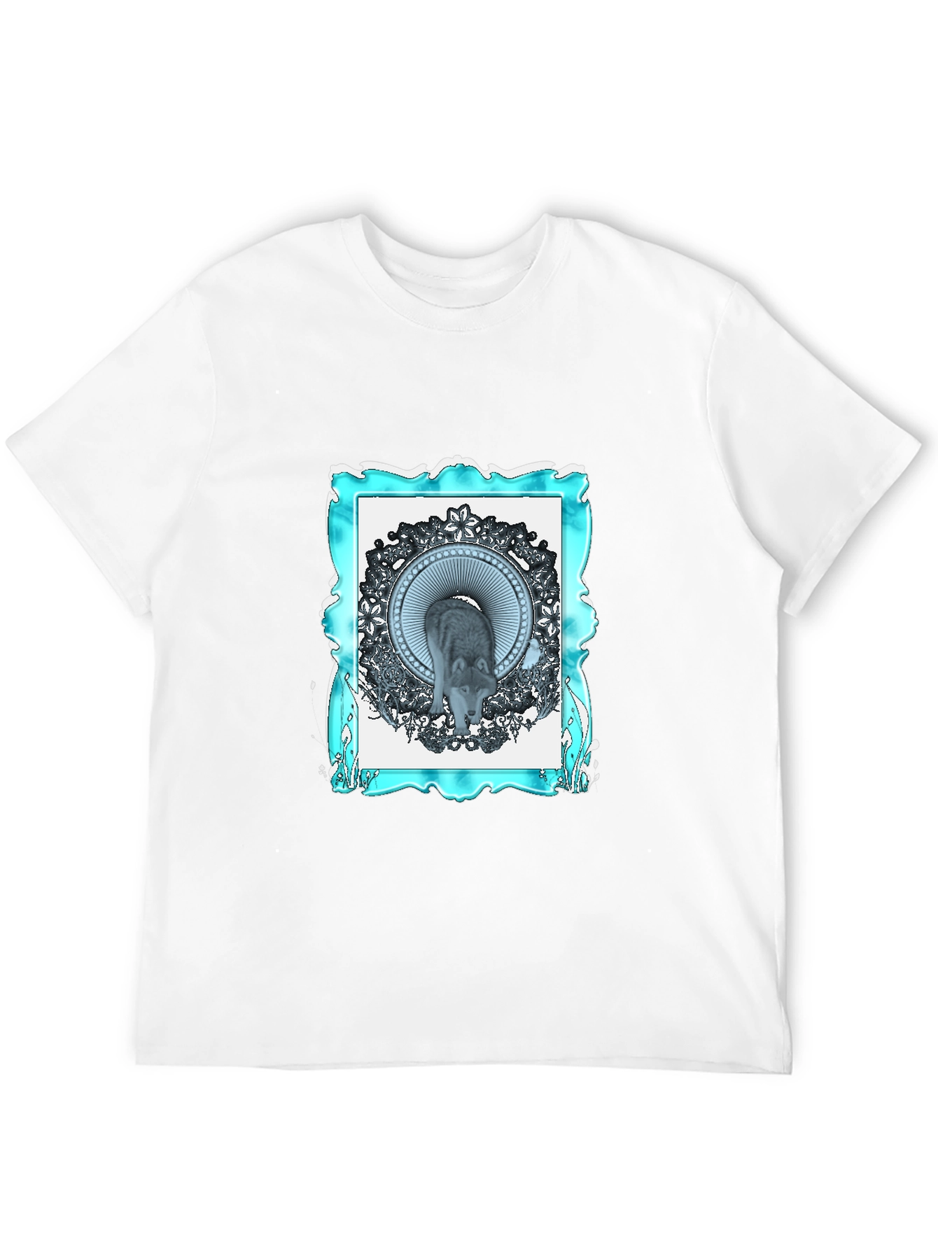 Wolf Mandala Graphic Black T-Shirt