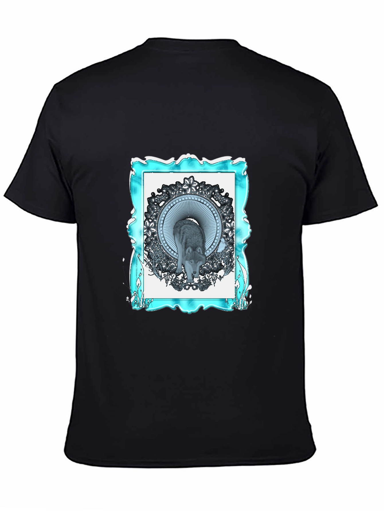 Wolf Mandala Graphic Black T-Shirt