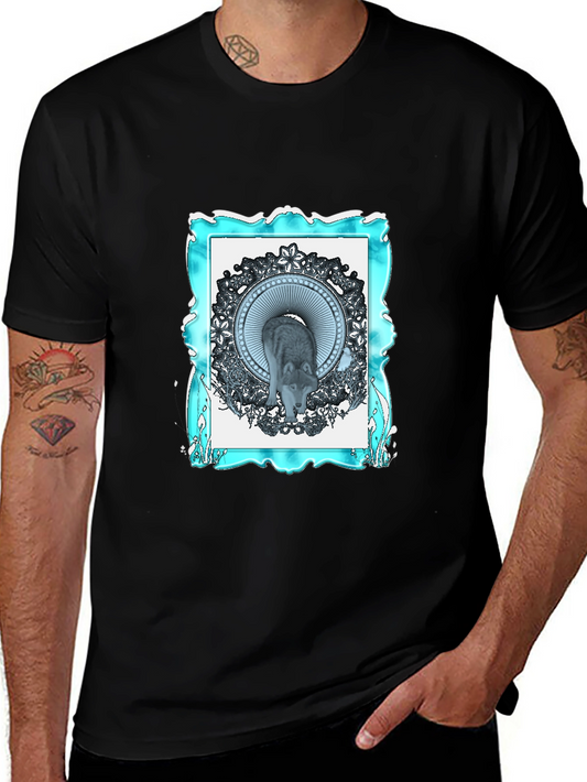 Wolf Mandala Graphic Black T-Shirt