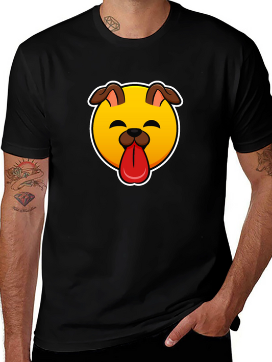 Dog Emoji Graphic Black T-Shirt