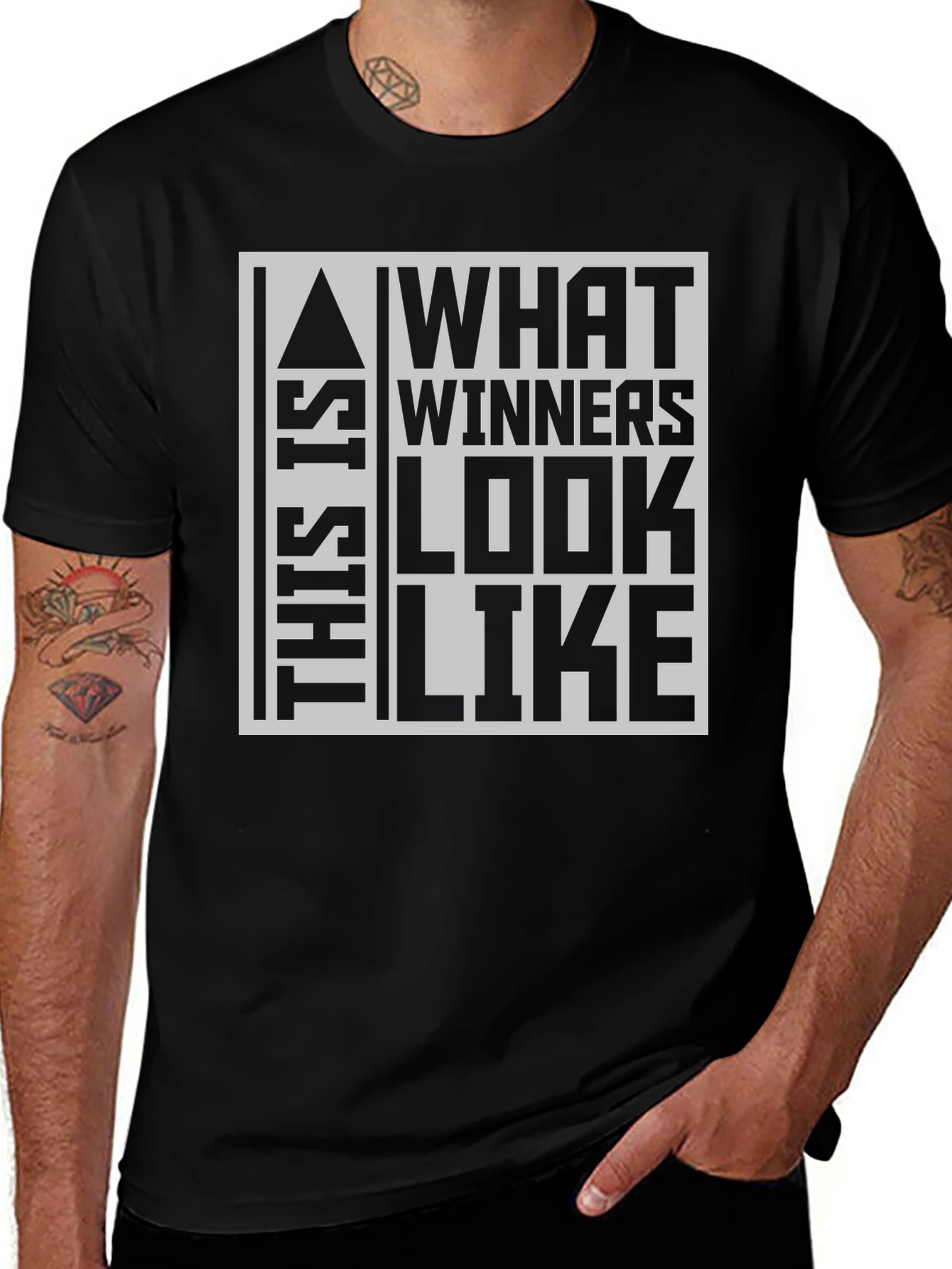 Winners Look Like This Black Graphic Tee