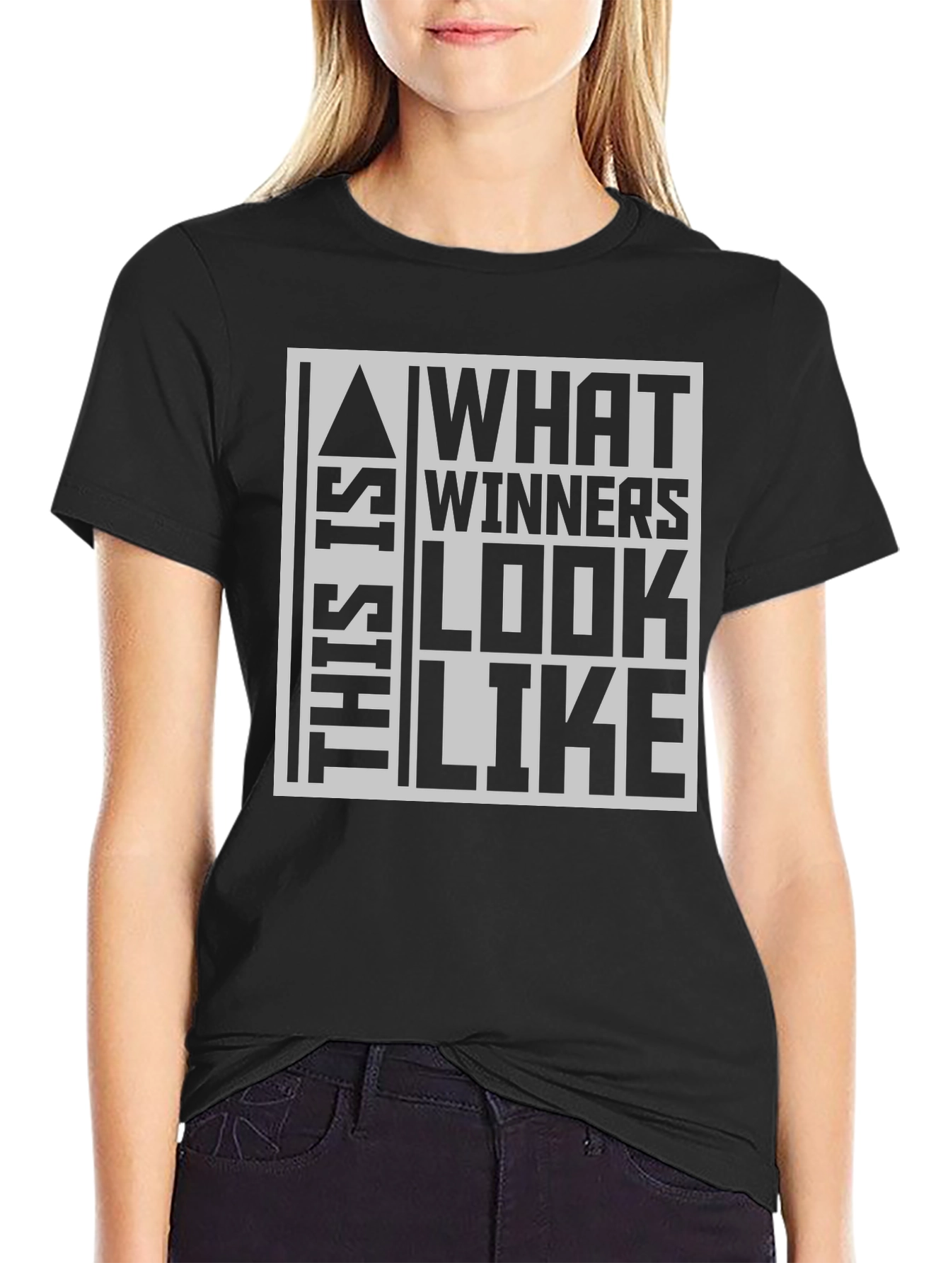 Winners Look Like This Black Graphic Tee