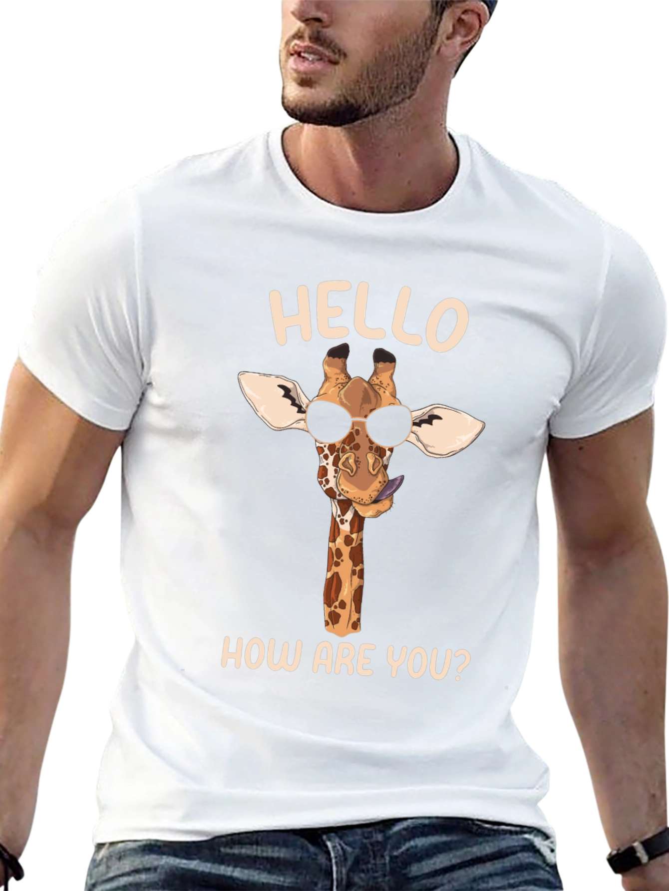 Cool Giraffe Tee: Hello How Are You? Black Shirt