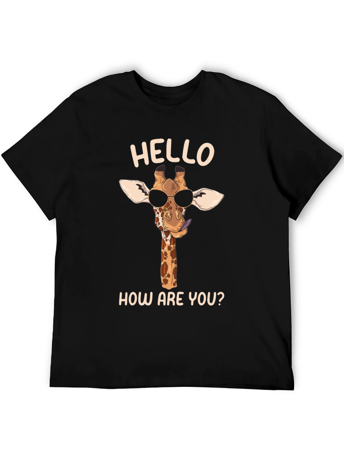 Cool Giraffe Tee: Hello How Are You? Black Shirt