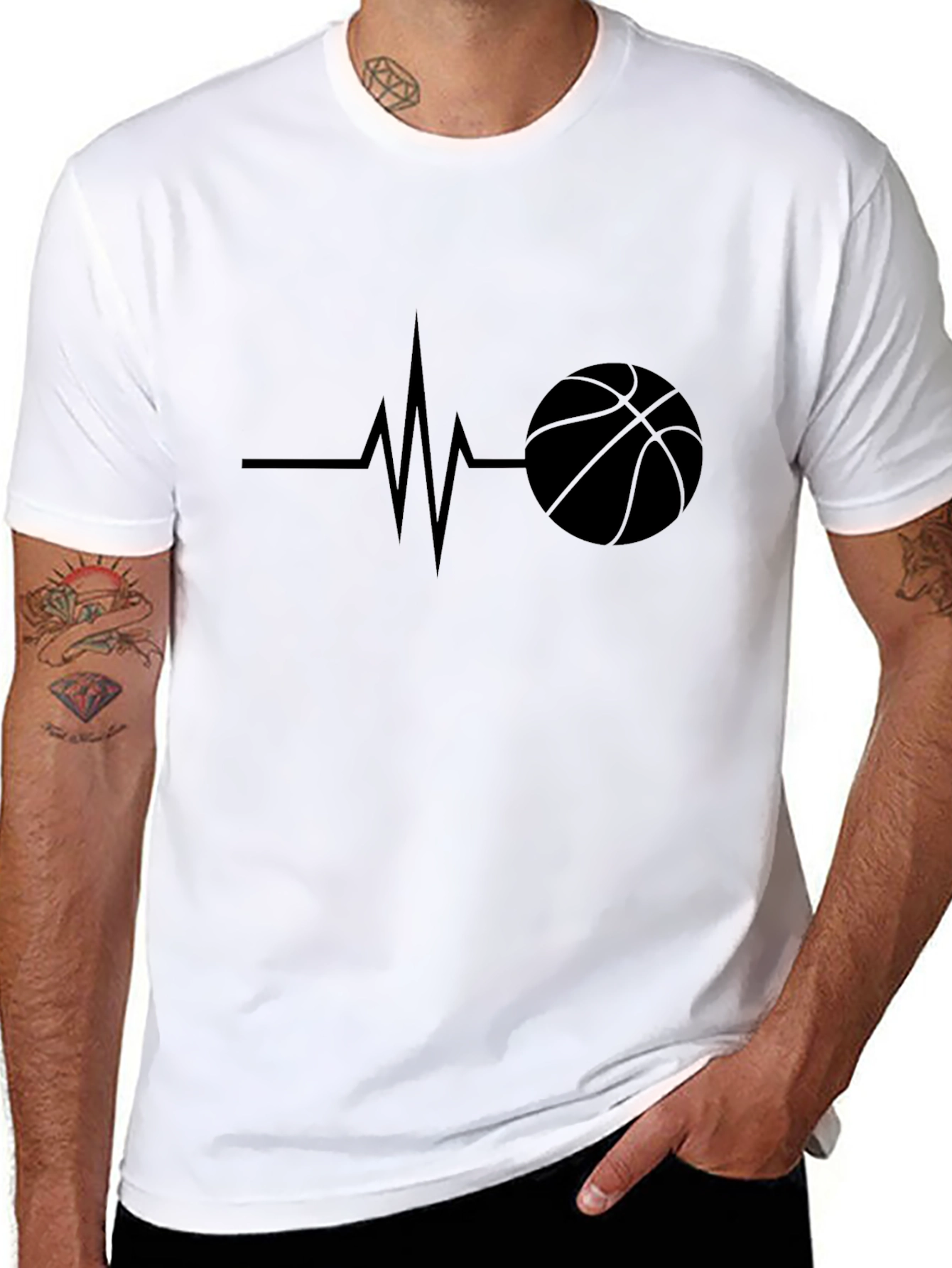 Basketball Heartbeat Black T-Shirt