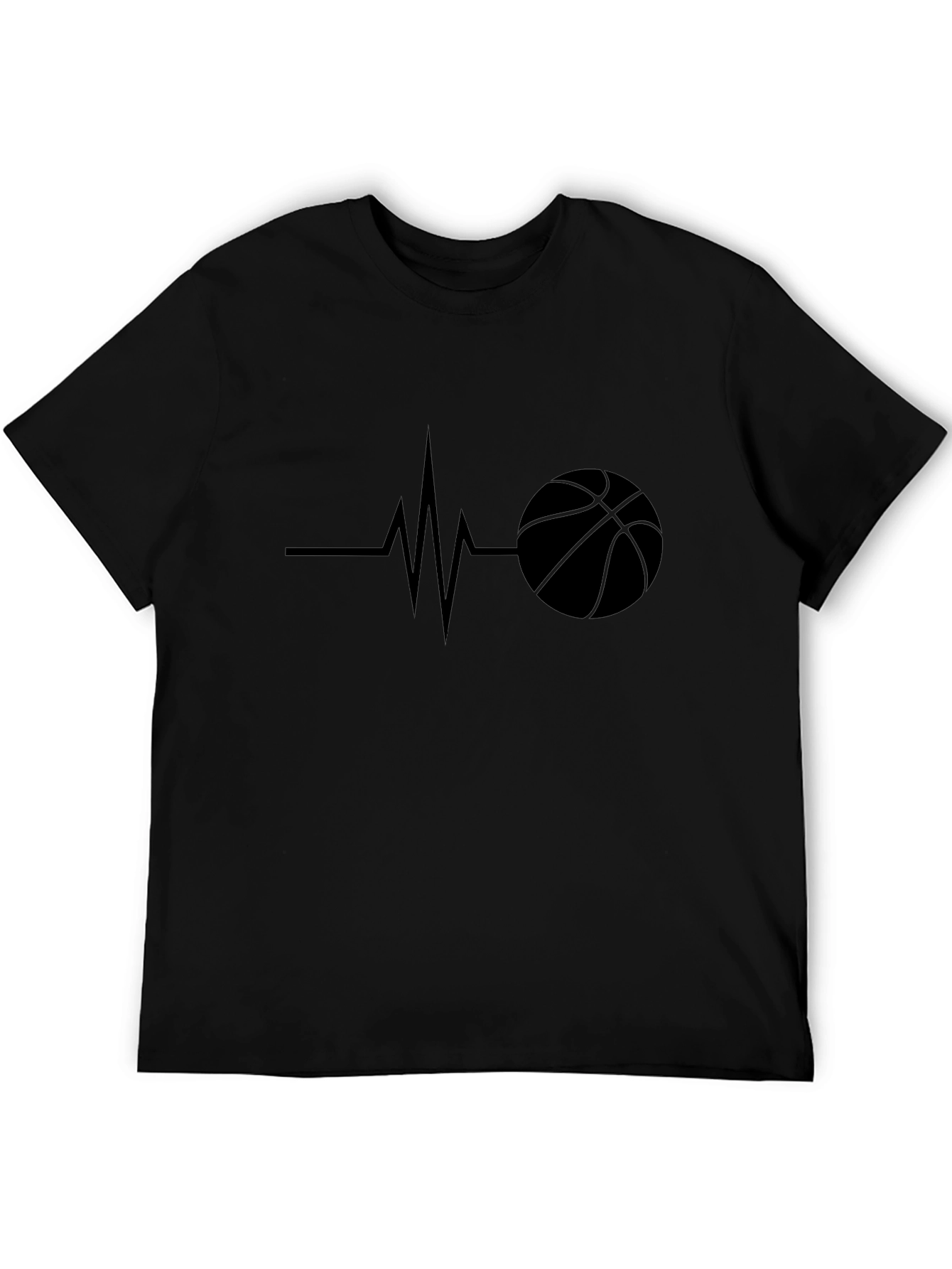 Basketball Heartbeat Black T-Shirt