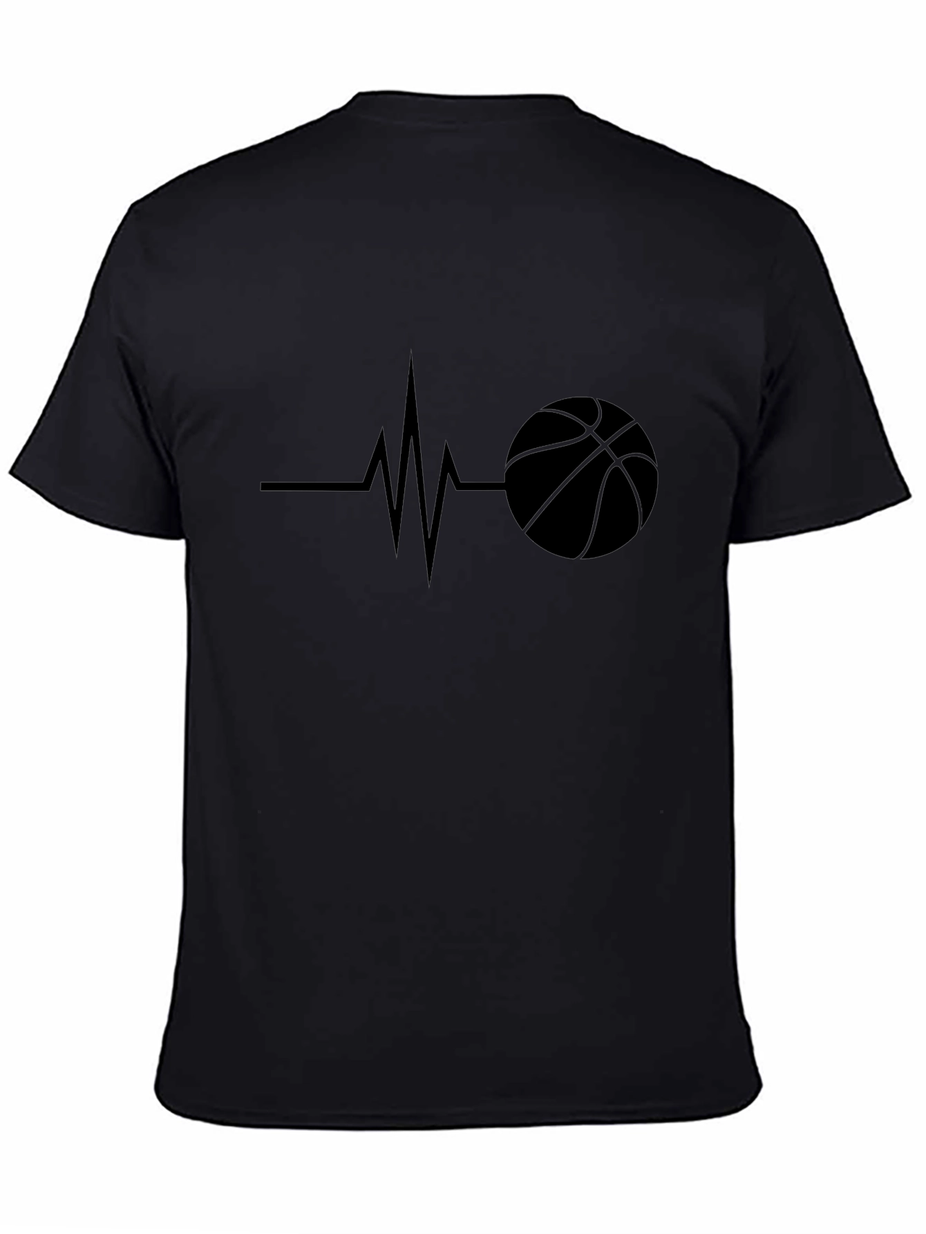 Basketball Heartbeat Black T-Shirt