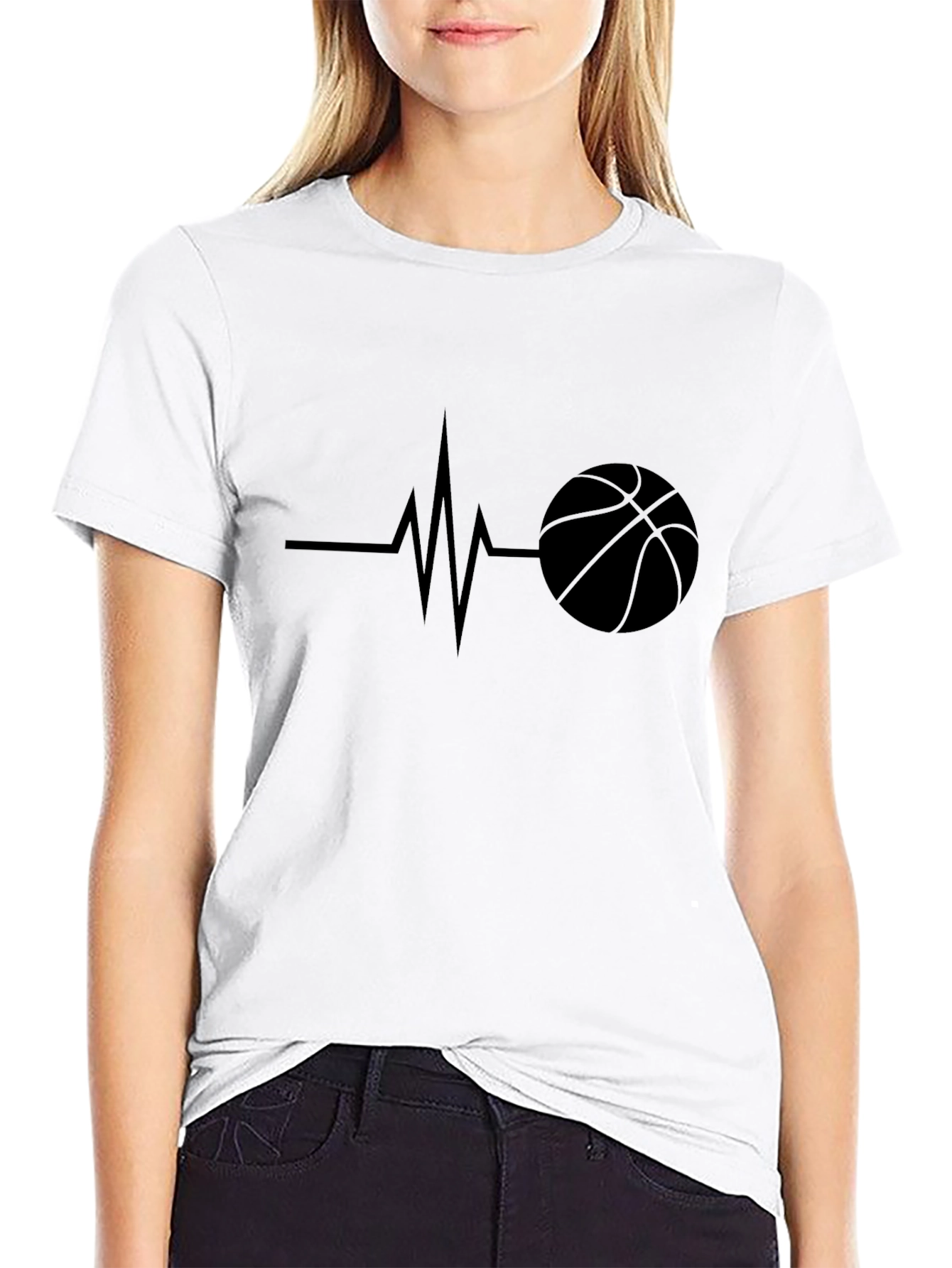 Basketball Heartbeat Black T-Shirt