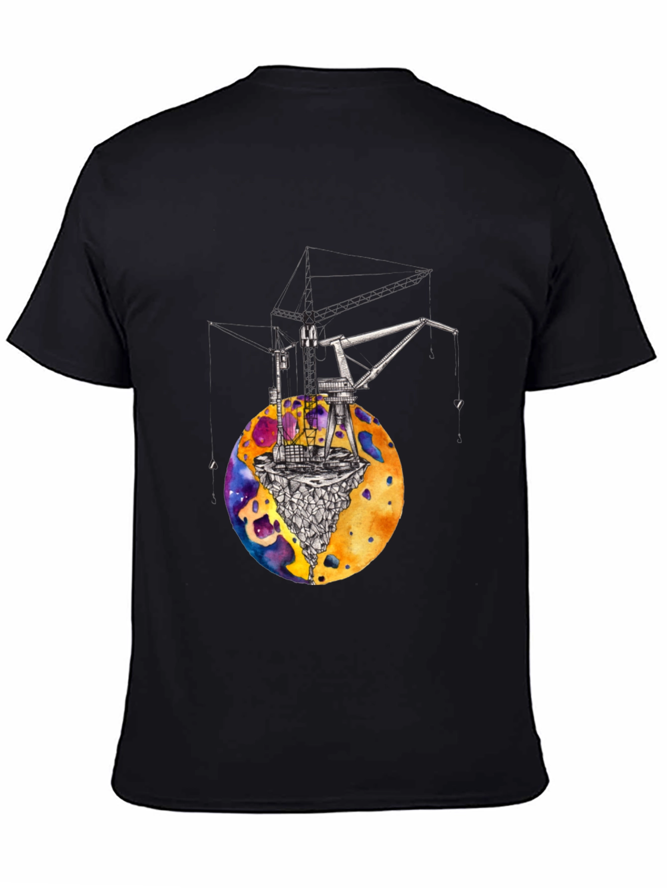 Cosmic Crane T-Shirt - Black Graphic Tee