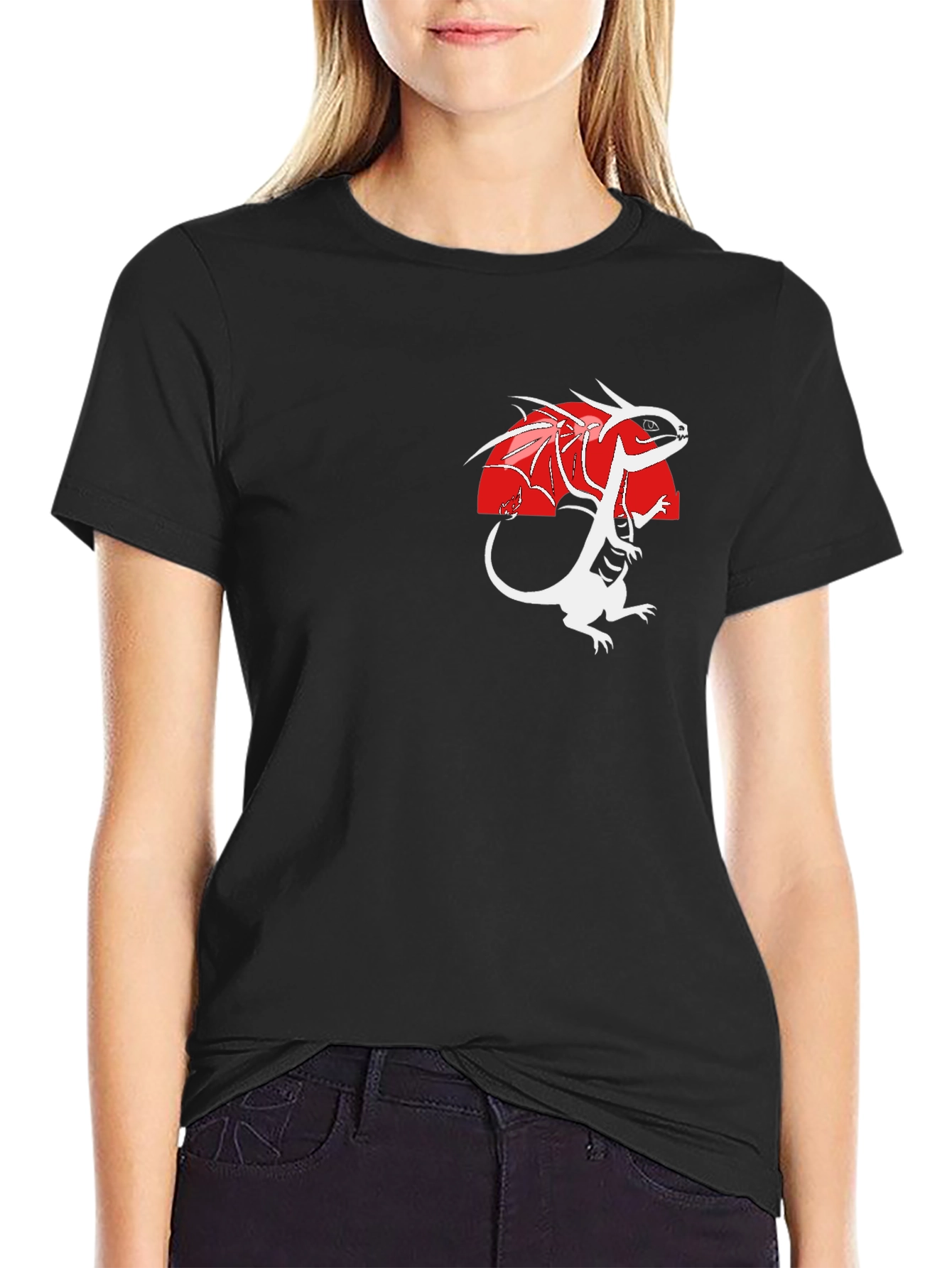 Dragon Graphic Print Black T-Shirt