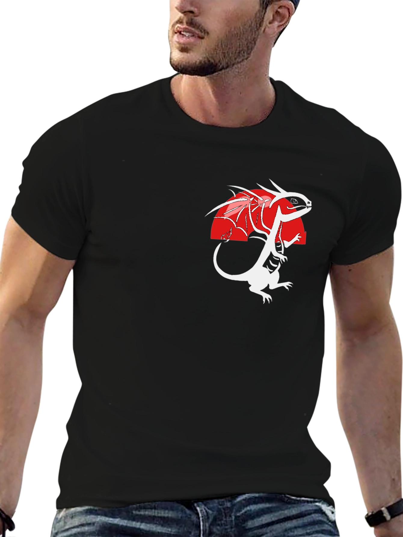 Dragon Graphic Print Black T-Shirt