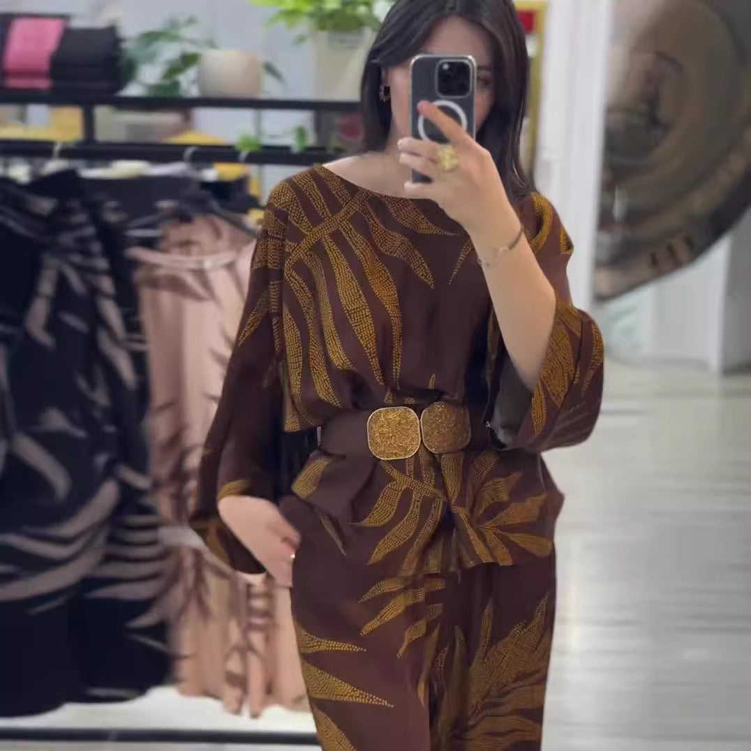 Commuting temperament top and pants two-piece set