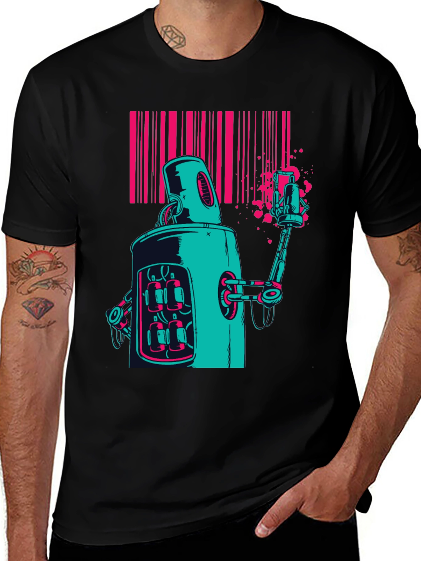 Retro Robot Graphic Tee - Sci-Fi Style