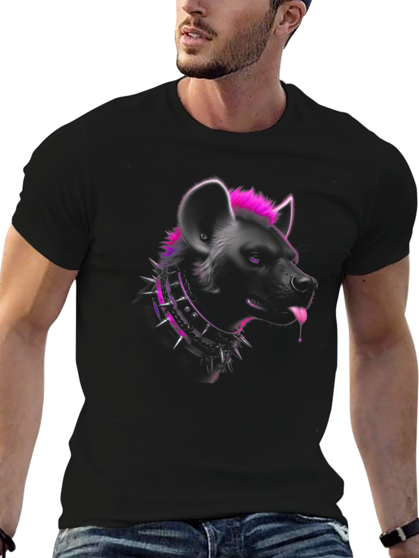 Hyena Graphic Tee - Punk Style Black T-Shirt