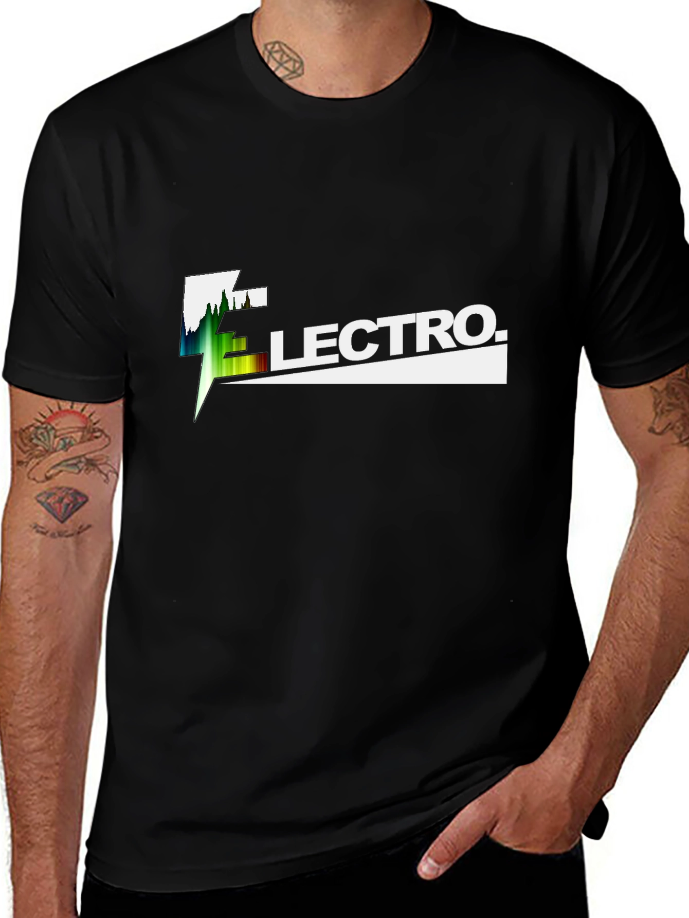 Electro Graphic Tee - Black Cotton T-Shirt