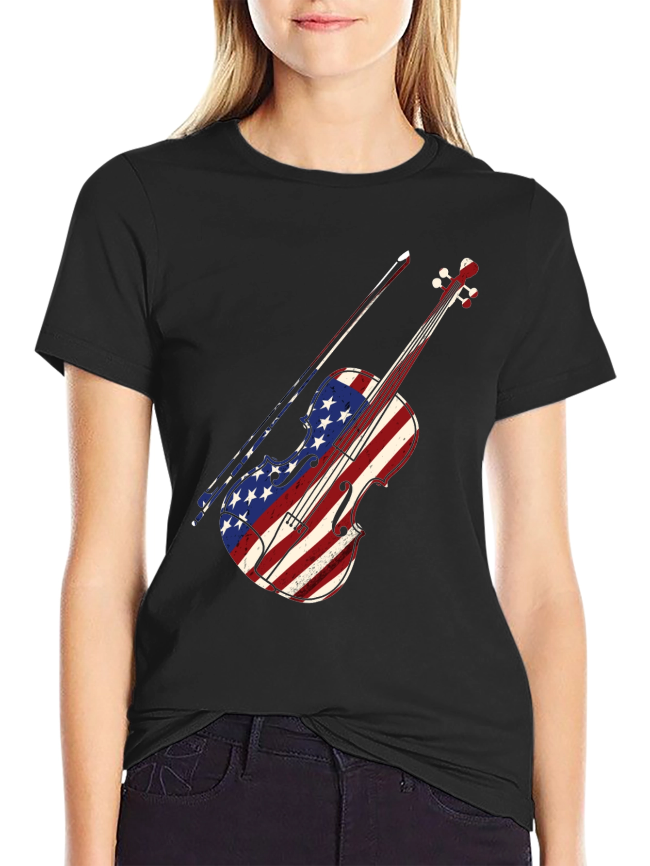 American Flag Violin T-Shirt