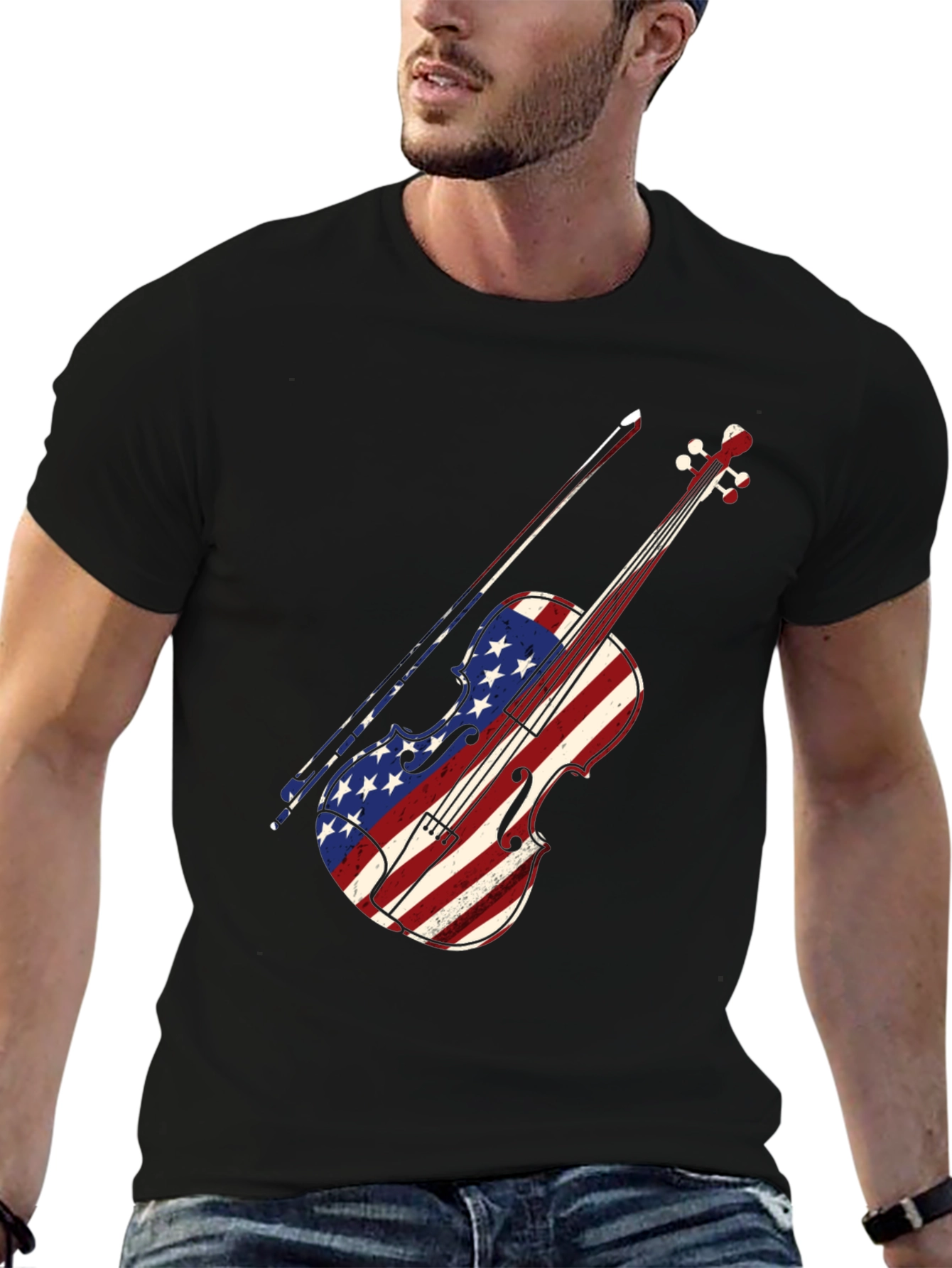 American Flag Violin T-Shirt