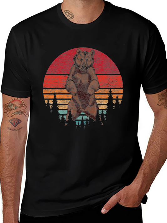 Retro Bear Sunset T-Shirt - Vintage Style Design