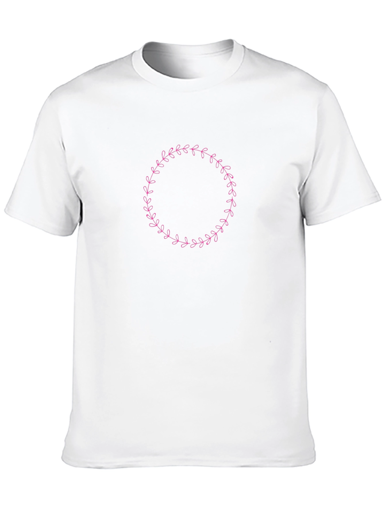 Black T-Shirt with Floral Wreath Design