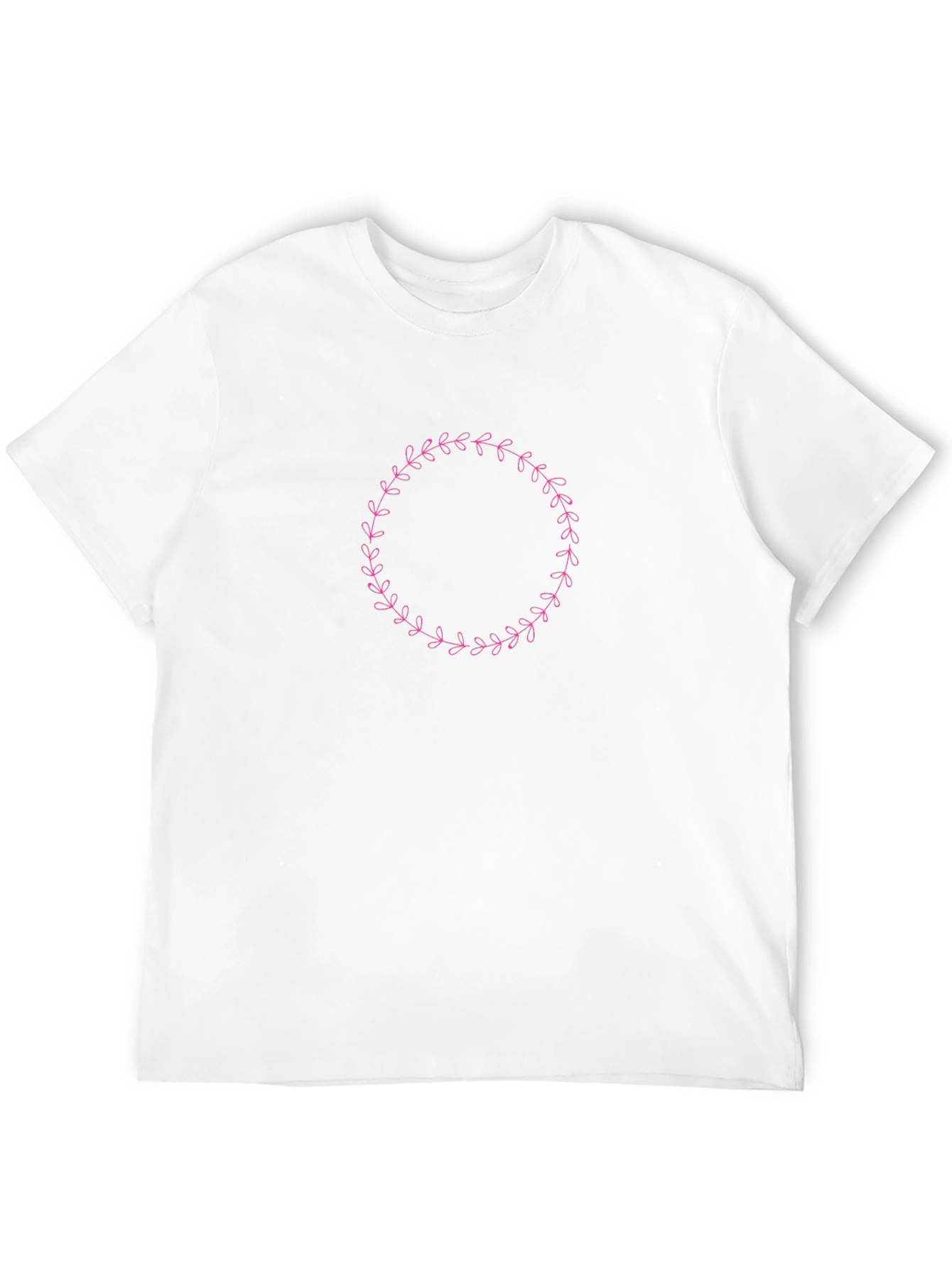 Black T-Shirt with Floral Wreath Design